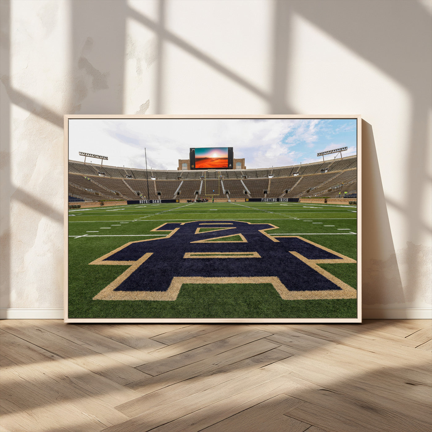 MGV-FC-36X24 - Notre Dame Stadium Giclee Canvas Print | Triptych Wall Art Featuring Iconic Notre Dame Football Field | Ready-to-Hang Sports Stadium Decor