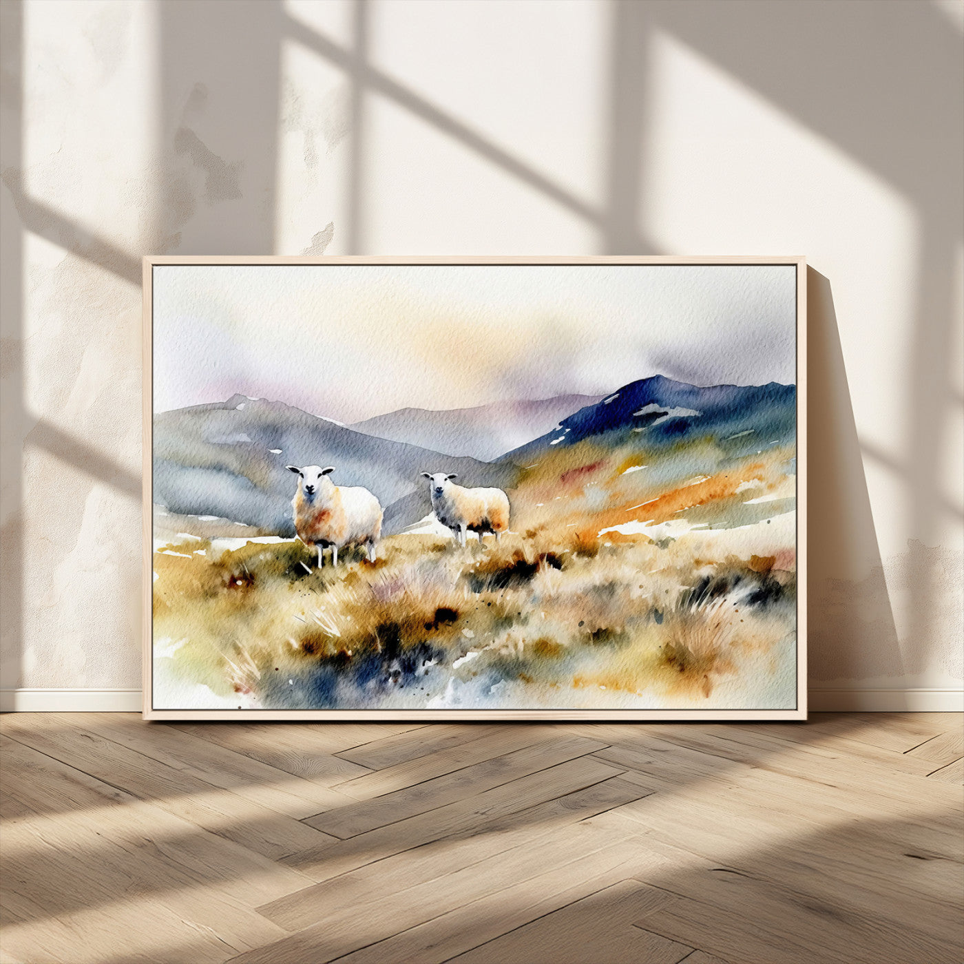 -Watercolor Sheep for Farmhouse Decor Wall Art Canvas Print, Mountain Wall Art Print