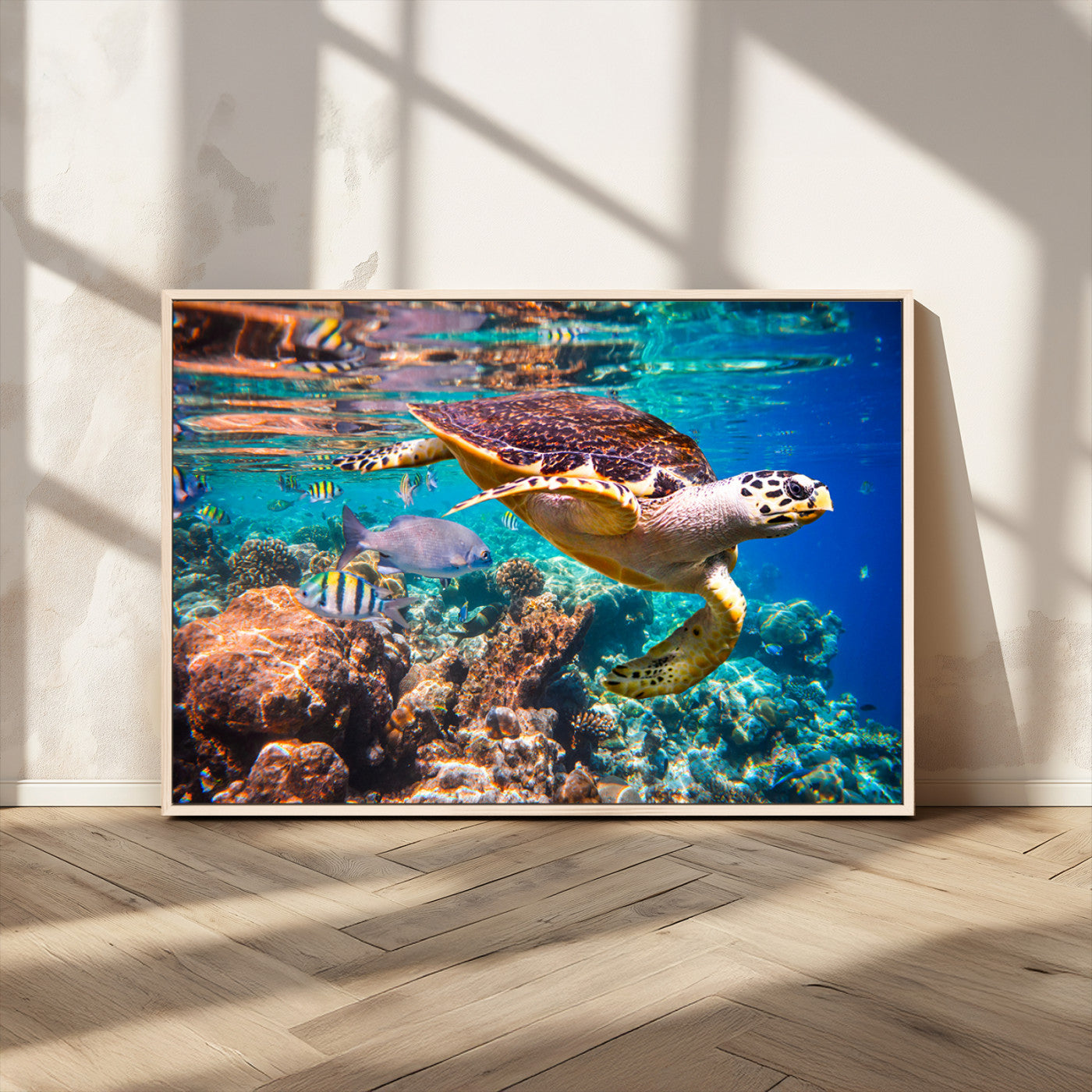 MGV-FC-36X24 - Sea Turtle Wall Art Canvas Print – Vibrant Ocean Coral Reef Décor, Ready to Hang