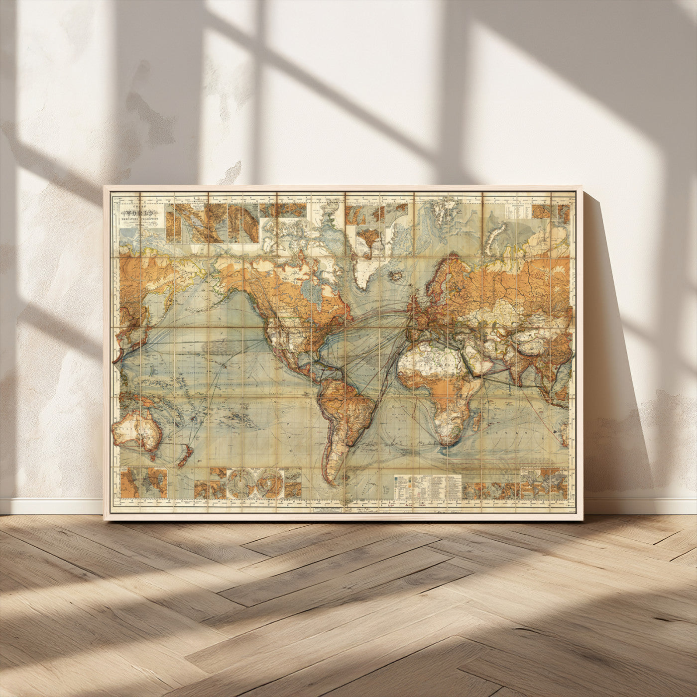 MGV-FC-36X24 - Push Pin World Map Canvas Print – Framed Wall Art for Couples to Track Their Travels – Anniversary
