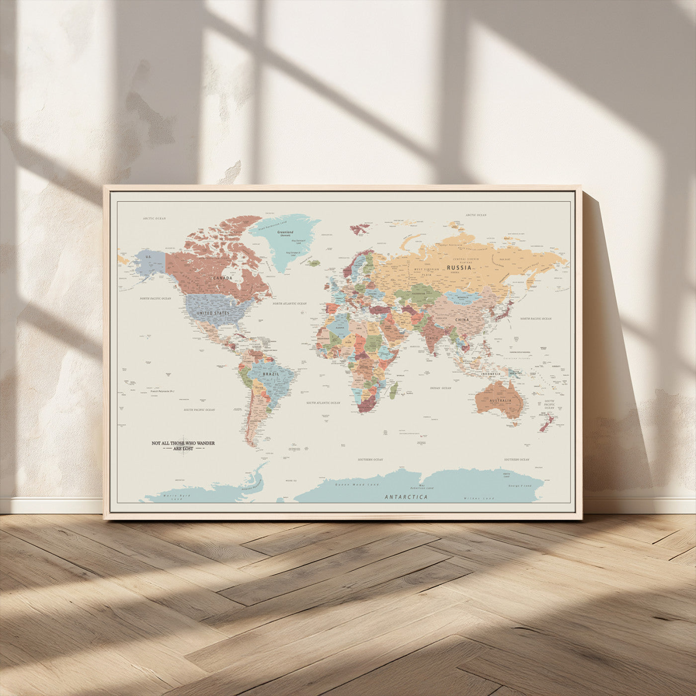 MGV-FC-36X24 - Push Pin World Map Canvas Print – Framed Wall Art for Couples to Track Their Travels – Anniversary
