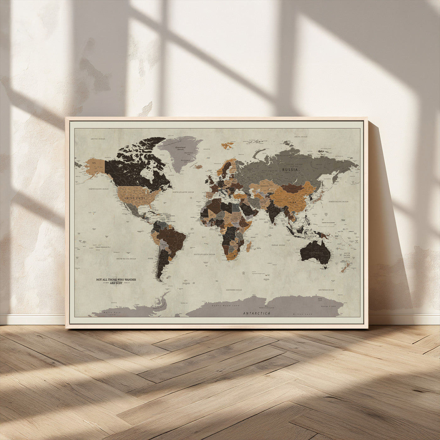 MGV-FC-36X24 - Push Pin World Map Canvas Print – Framed Wall Art for Couples to Track Their Travels – Anniversary