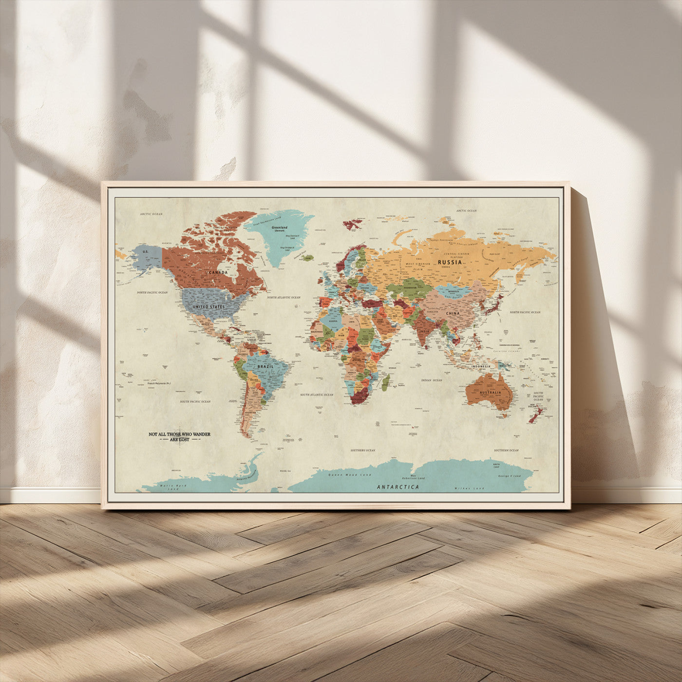 MGV-FC-36X24 - Push Pin World Map Canvas Print – Framed Wall Art for Couples to Track Their Travels – Anniversary