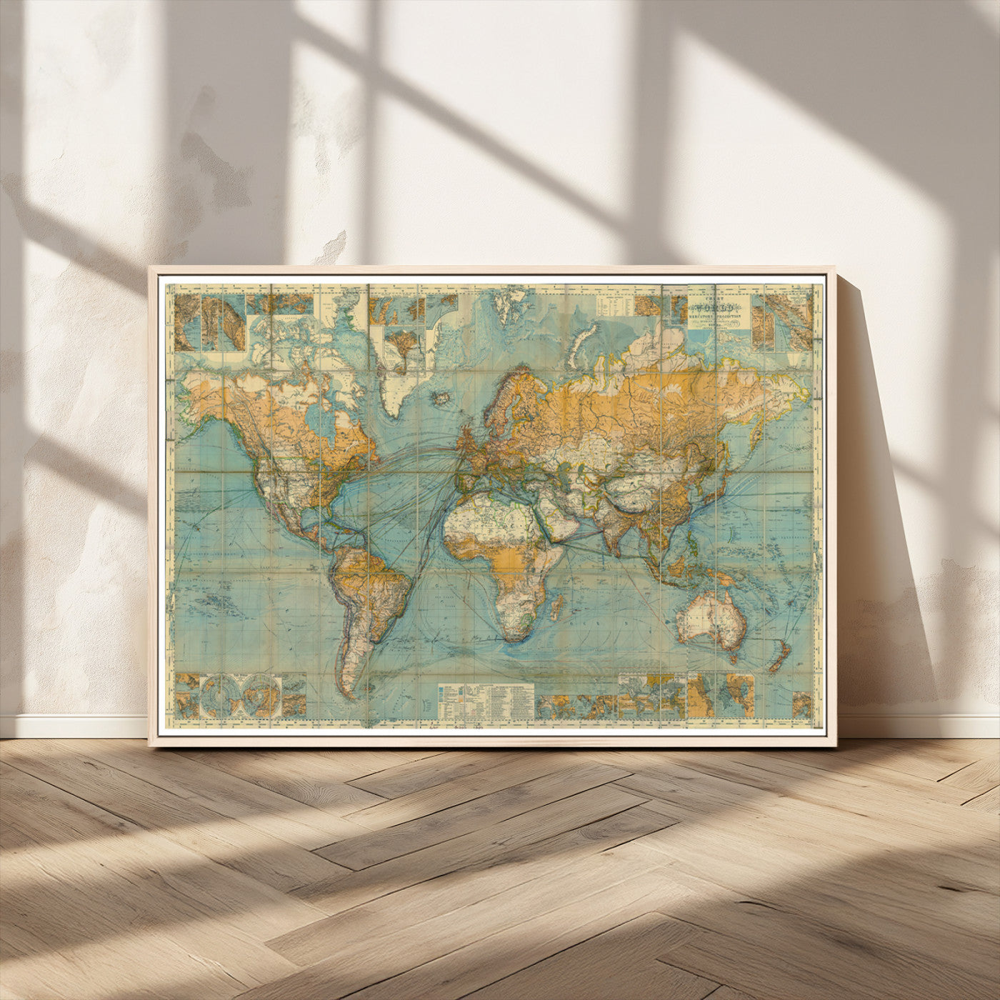 MGV-FC-36X24 - Push Pin World Map Canvas Print – Framed Wall Art for Couples to Track Their Travels – Anniversary