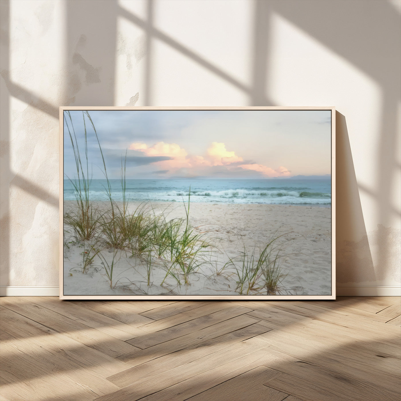 MGV-FC-36X24 - Flight Over Coastal Beach Landscape, Flight Over Coastal Beach Print Canvas Wall Art
