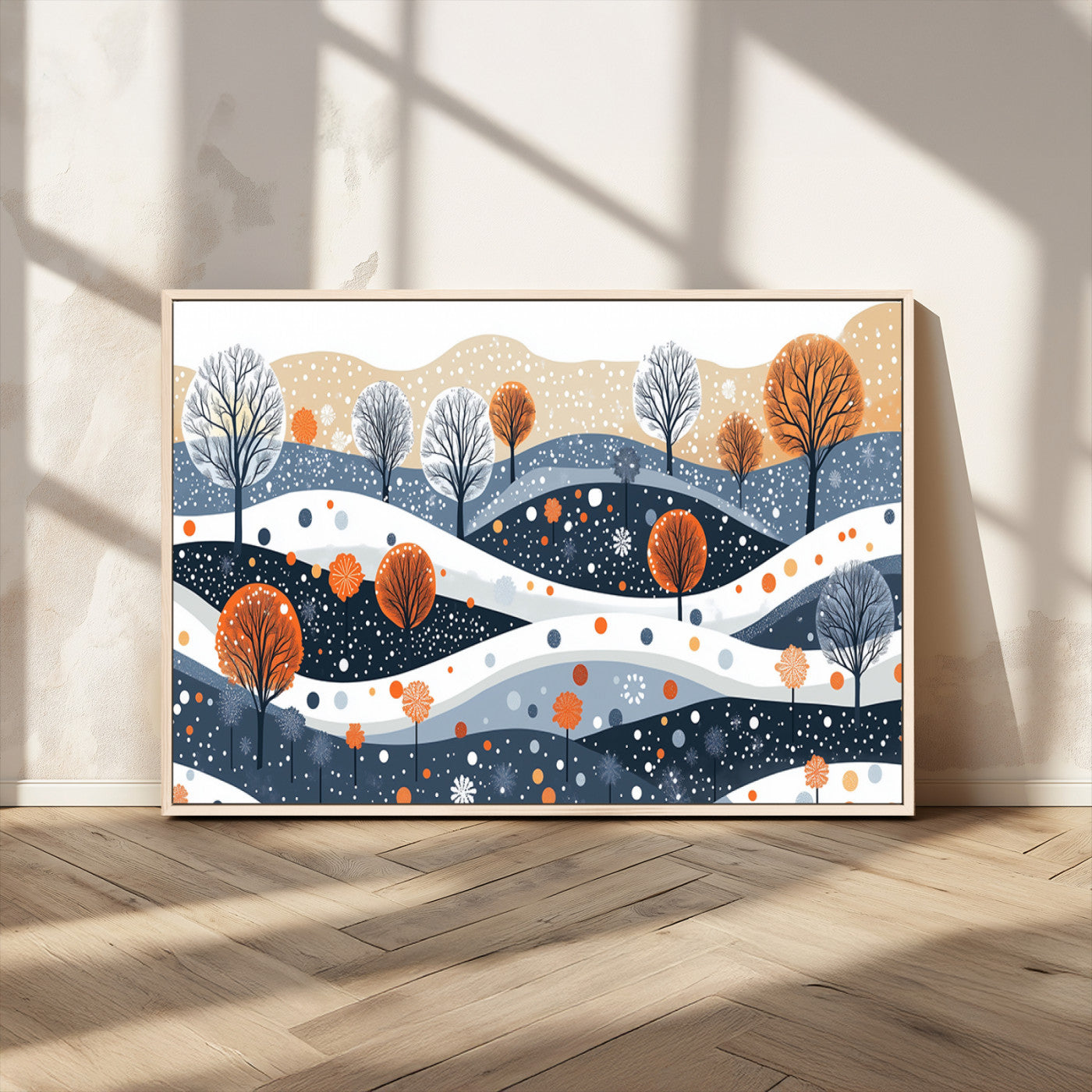 MGV-FC-36X24 - Abstract Winter Landscape Canvas Wall Art Print -  Large Colorful Nature Wall Decor