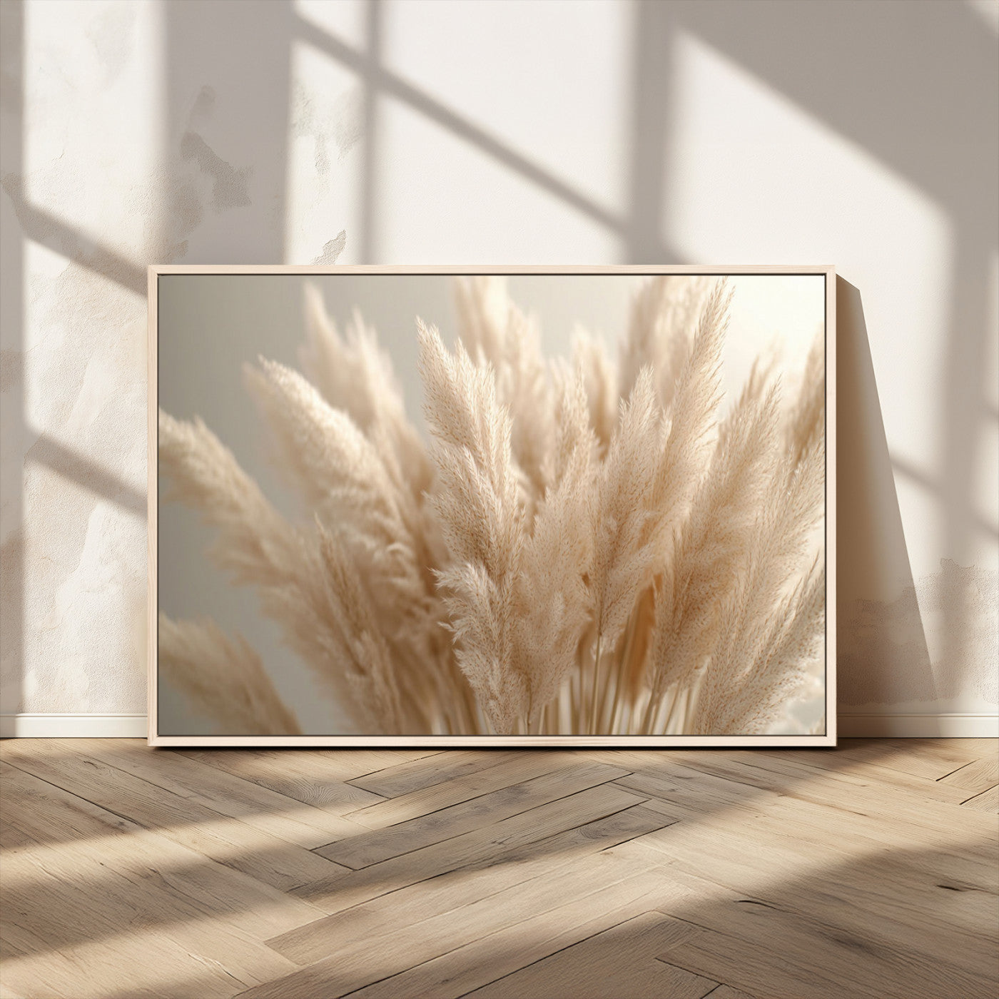 MGV-FC-36X24 - Pampas Grass Canvas Wall Art - Elegant Neutral Decor for Living Room, Boho Minimalist Artwork, Ready