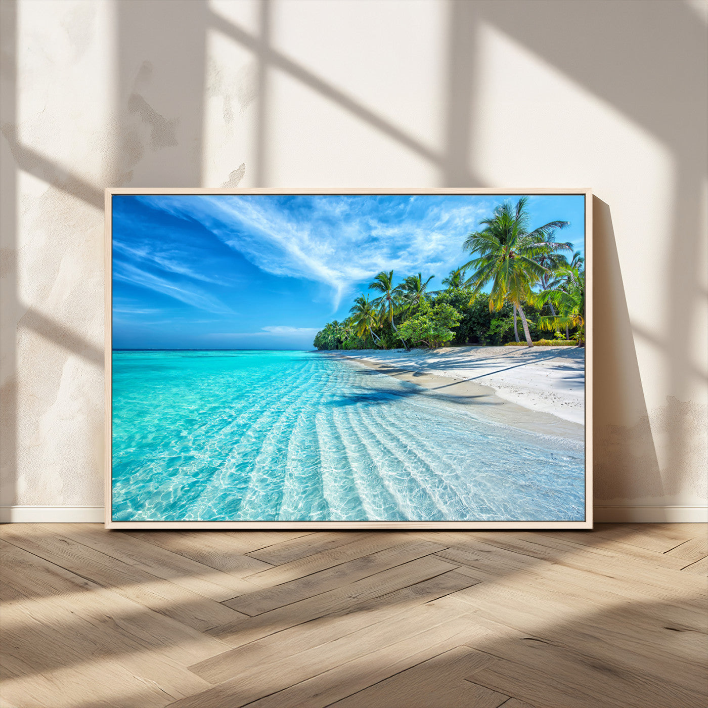 MGV-FC-36X24 - Tropical Beach Wall Art Canvas Print - Serene Ocean Landscape with Crystal Clear Turquoise Water and