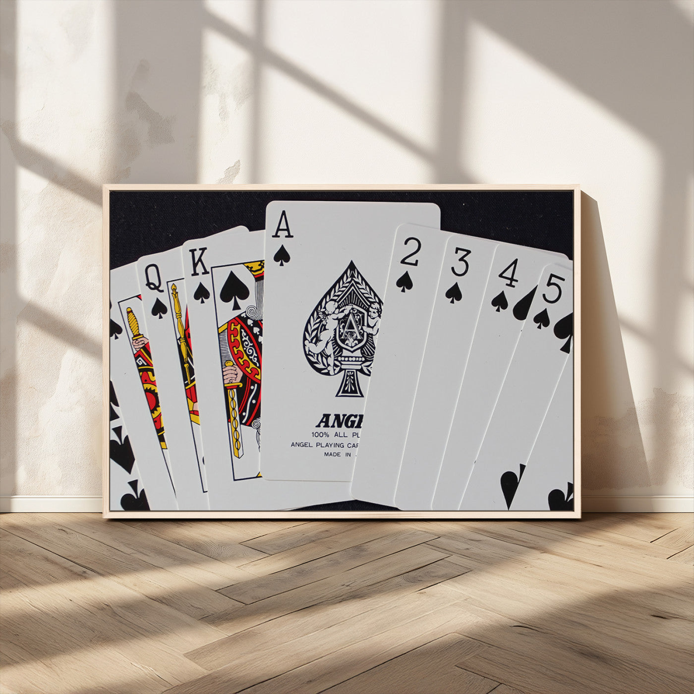 MGV-FC-36X24 - Poker Wall Art - Playing Cards Canvas Wall Art Print - Ace of Spades and Royal Flush Design, Perfect