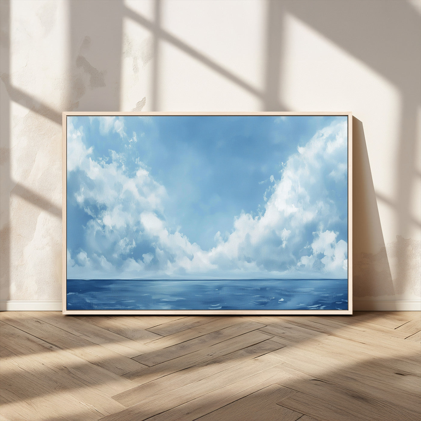 MGV-FC-36X24 - Abstract Ocean Print Artwork- Serene Blue Ocean Canvas Wall Art - Minimalist Ocean and Sky Canvas