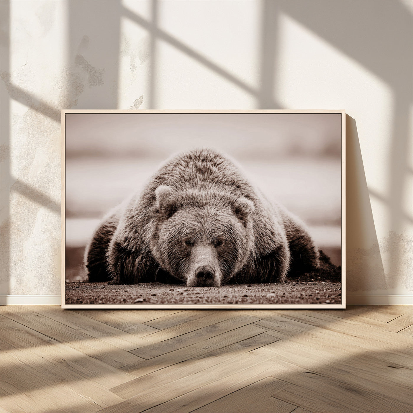 MGV-FC-36X24 - Grizzly Bear Wall Art Print - Bear Canvas Wall Art - Rustic Bear Portrait Canvas Print for Cabin