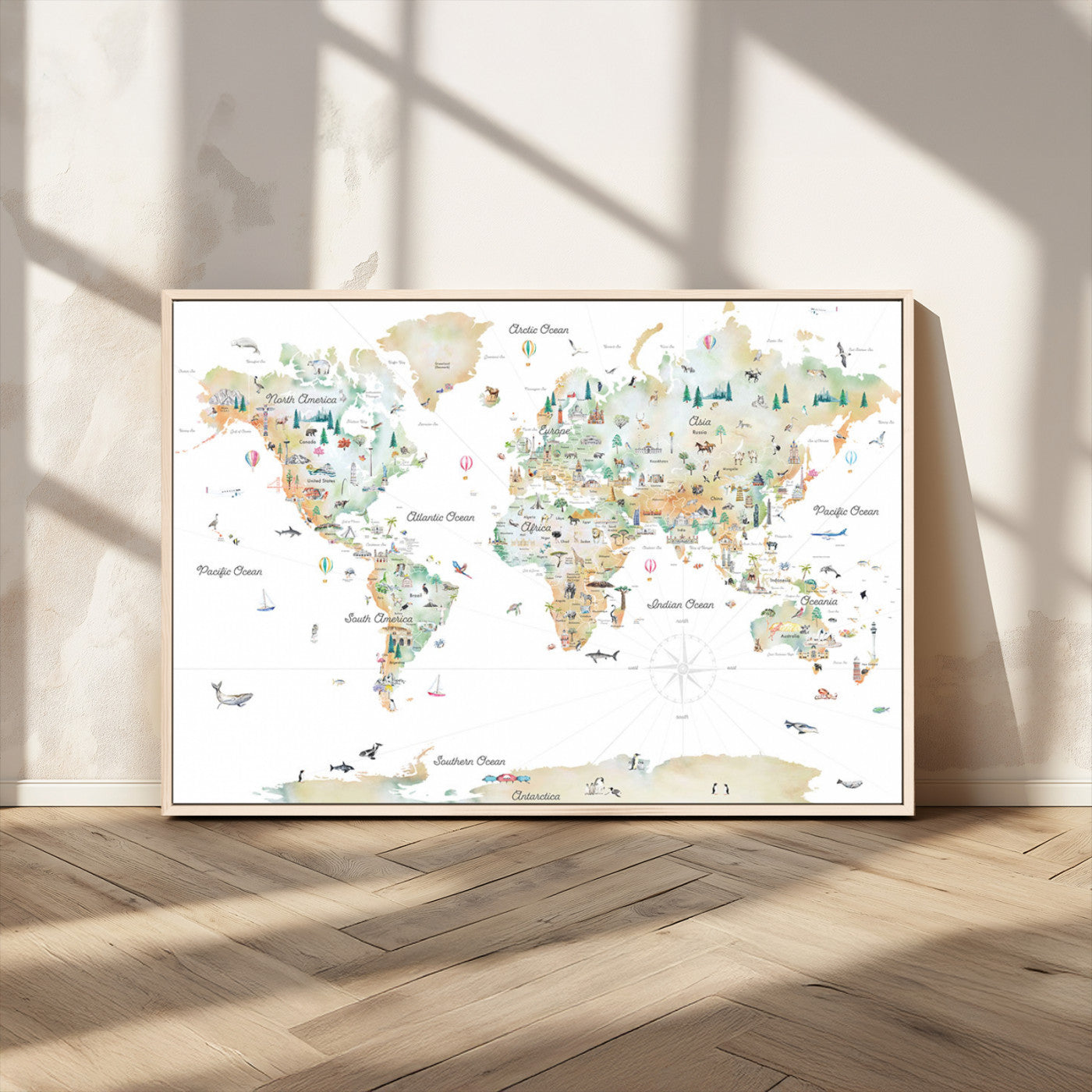 MGV-FC-36X24 - Push Pin World Map Canvas Print – Framed Wall Art for Couples to Track Their Travels – Anniversary