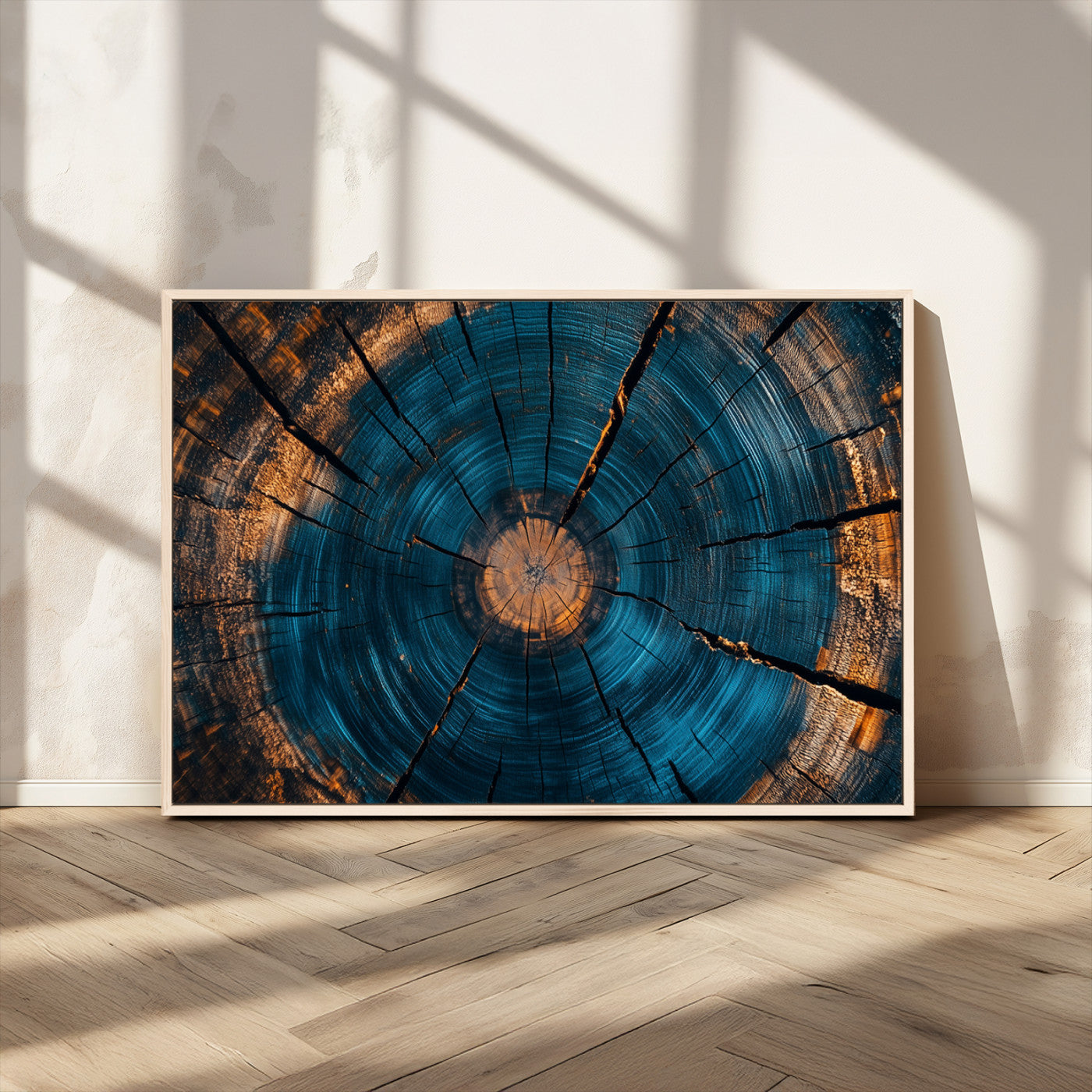 MGV-FC-36X24 - Abstract Tree Rings Wall Art Canvas Print - Wood Grain Rings Artwork Print - Nature Woodland Modern