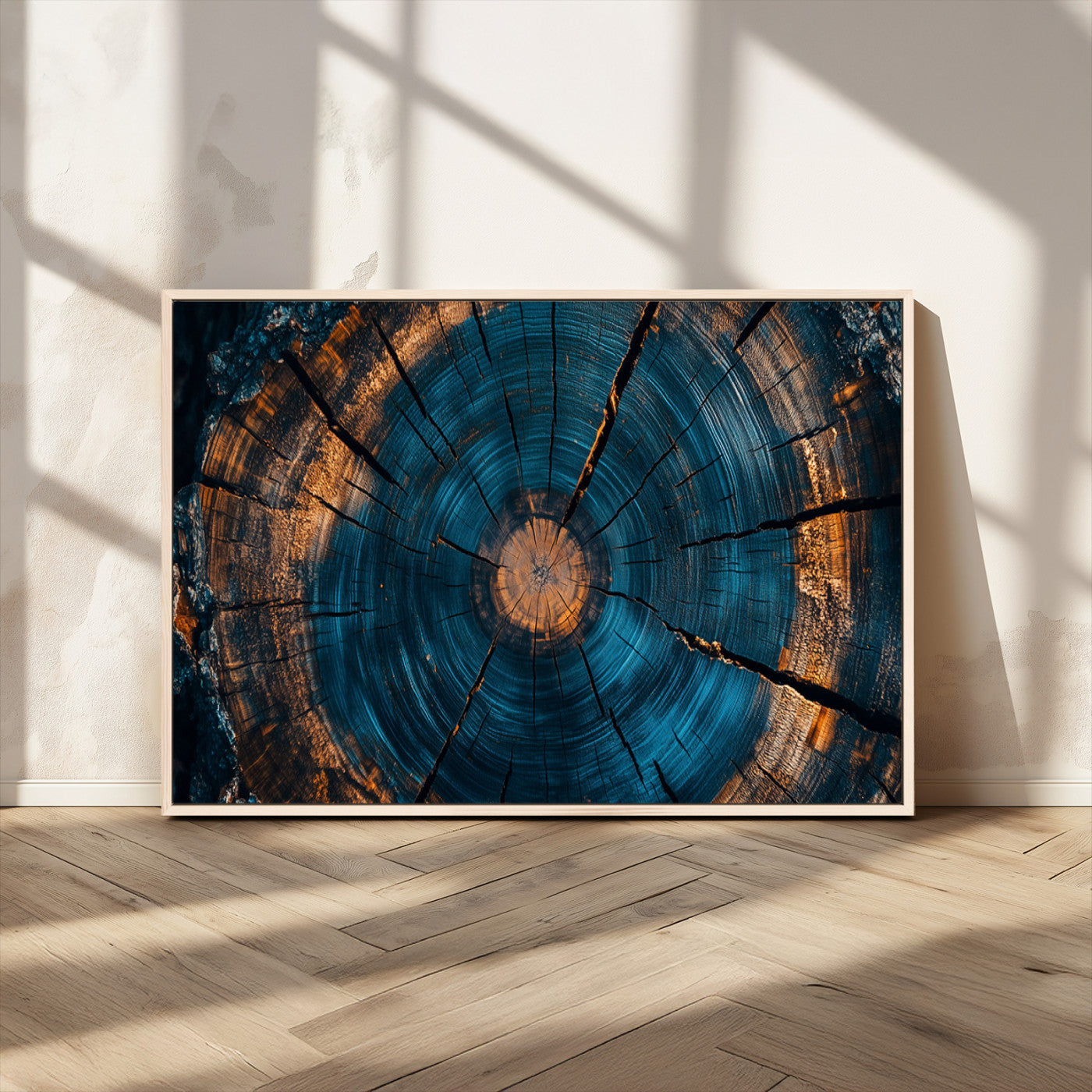 MGV-FC-36X24 - Farmhouse Wall Art - Abstract Tree Rings Canvas Wall Art Print, Framed Wood Grain Rings Artwork