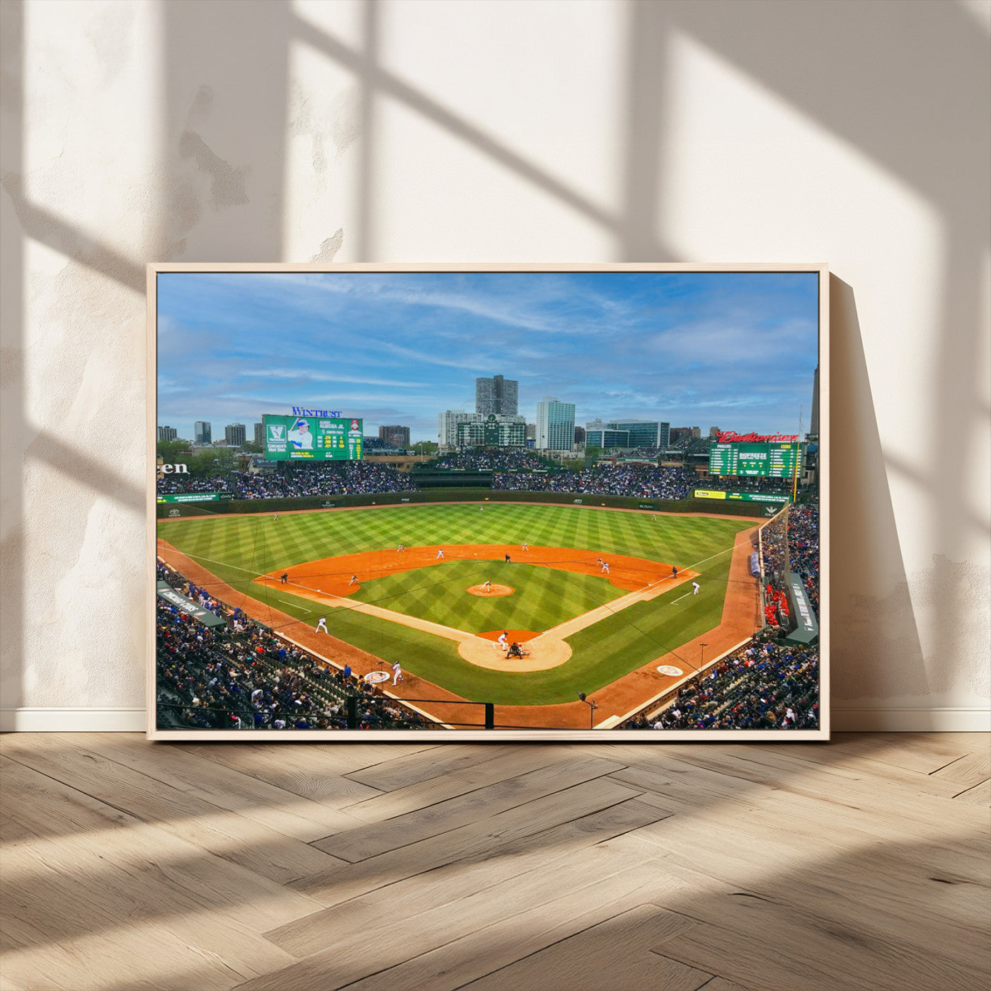MGV-FC-36X24 - Wrigley Field Chicago Cubs Panoramic Multi Piece Canvas Wall Art - Iconic Baseball Stadium Print for