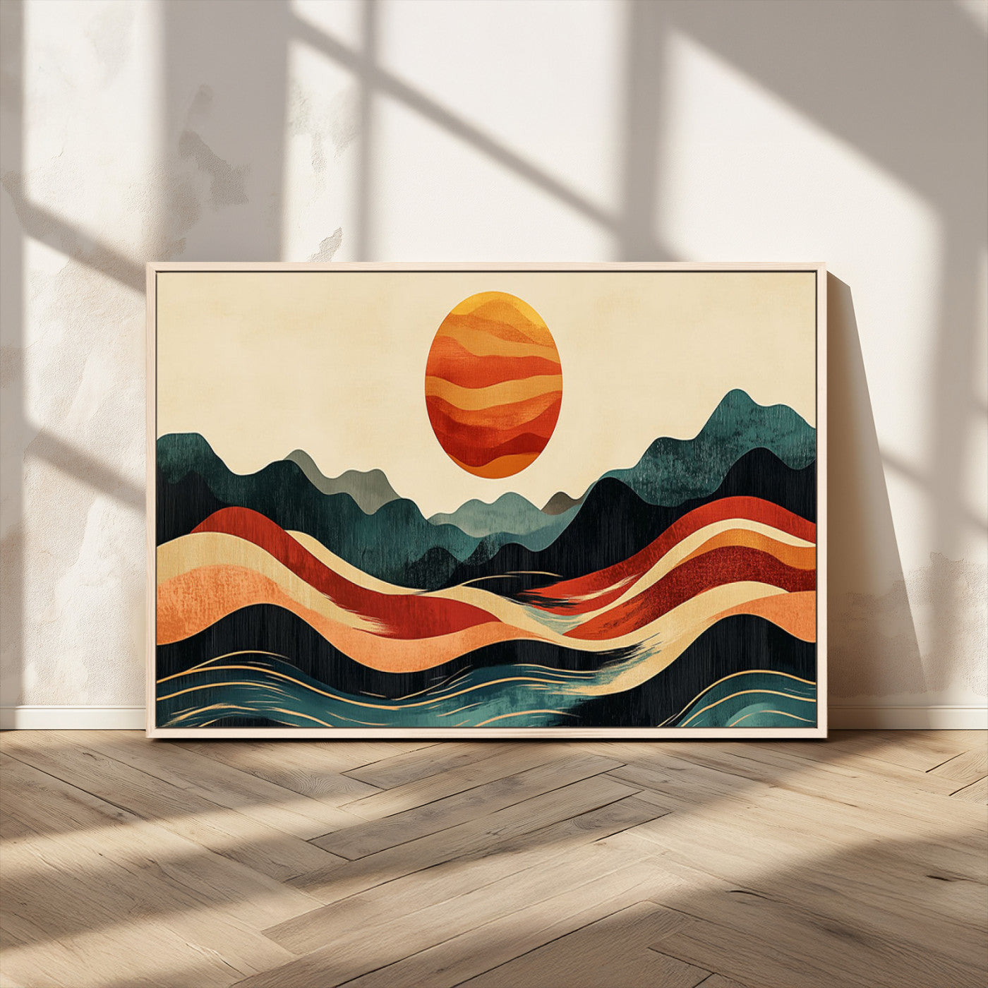 MGV-FC-36X24 - Mountain Triptych Wall Art - Western Nature Prints - Framed Boho Pine Tree Canvas for Log Cabin or