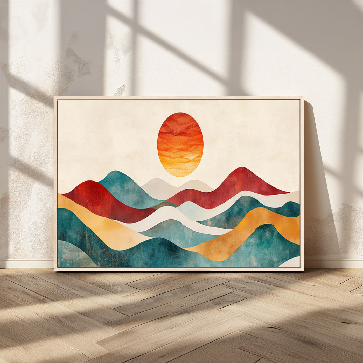 MGV-FC-36X24 - Southwest Mountain Canvas - Boho Triptych Wall Art - Rustic Woodland Nursery Decor - Abstract Nature