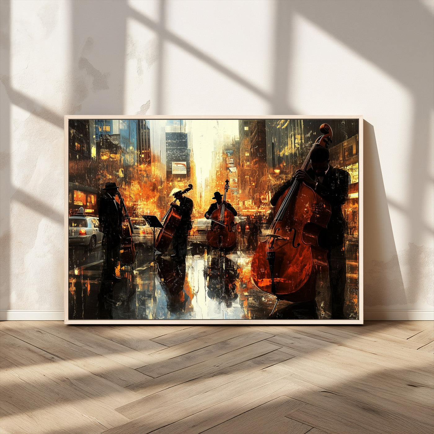 MGV-FC-36X24 - African American Abstract Jazz Wall Art - Framed Abstract Music Canvas - Colorful Instrument Canvsa