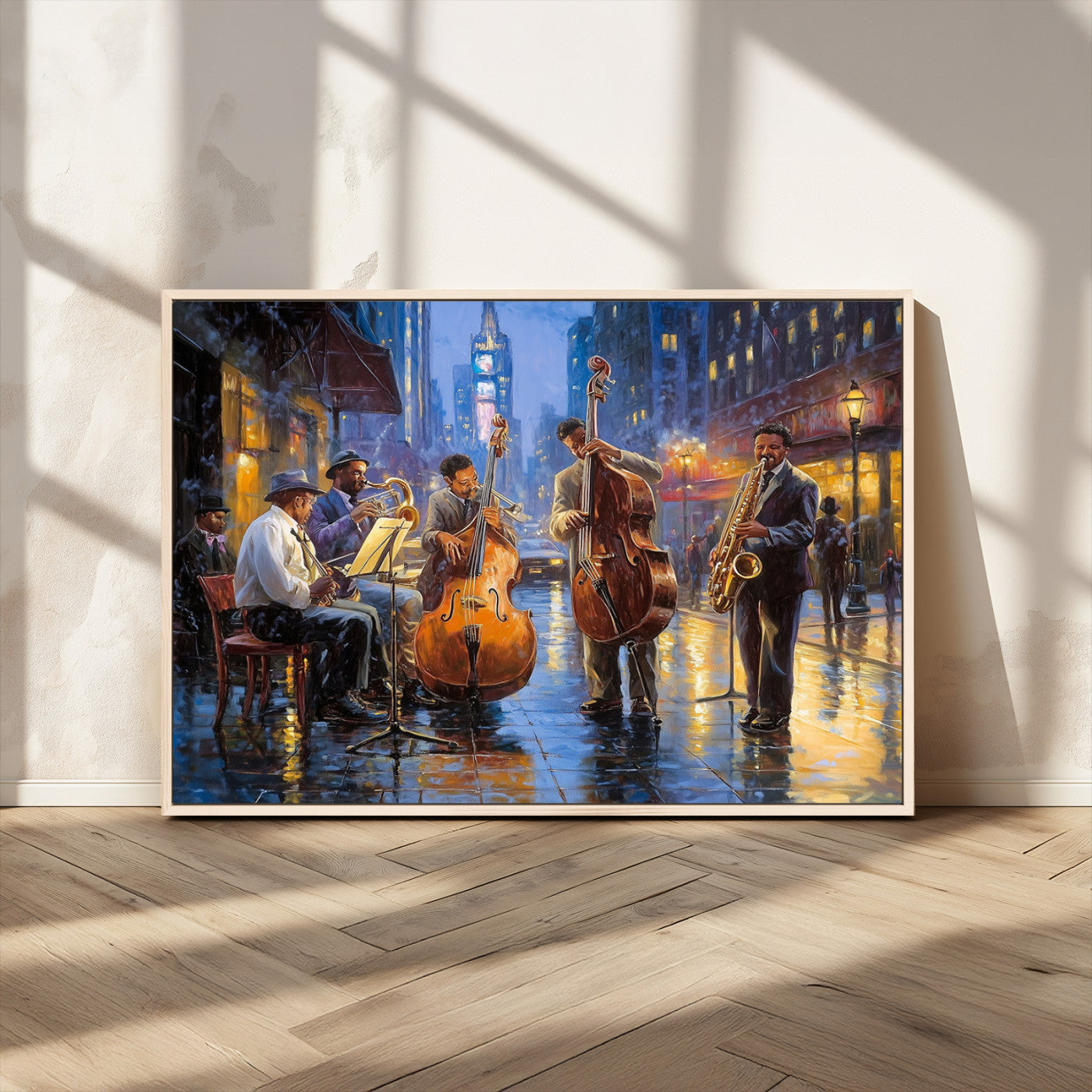 MGV-FC-36X24 - Colorful Jazz Wall Art - African American Music Canvas Print - Framed Abstract Music Poster for Home