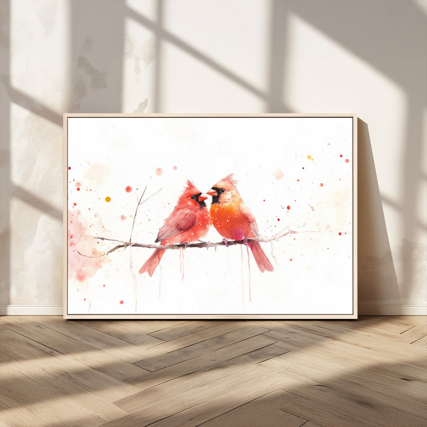 MGV-FC-36X24 - Cardinal Bird Canvas Wall Art - Male and Female Cardinal Print - Nature-Inspired Bird Wall Decor for