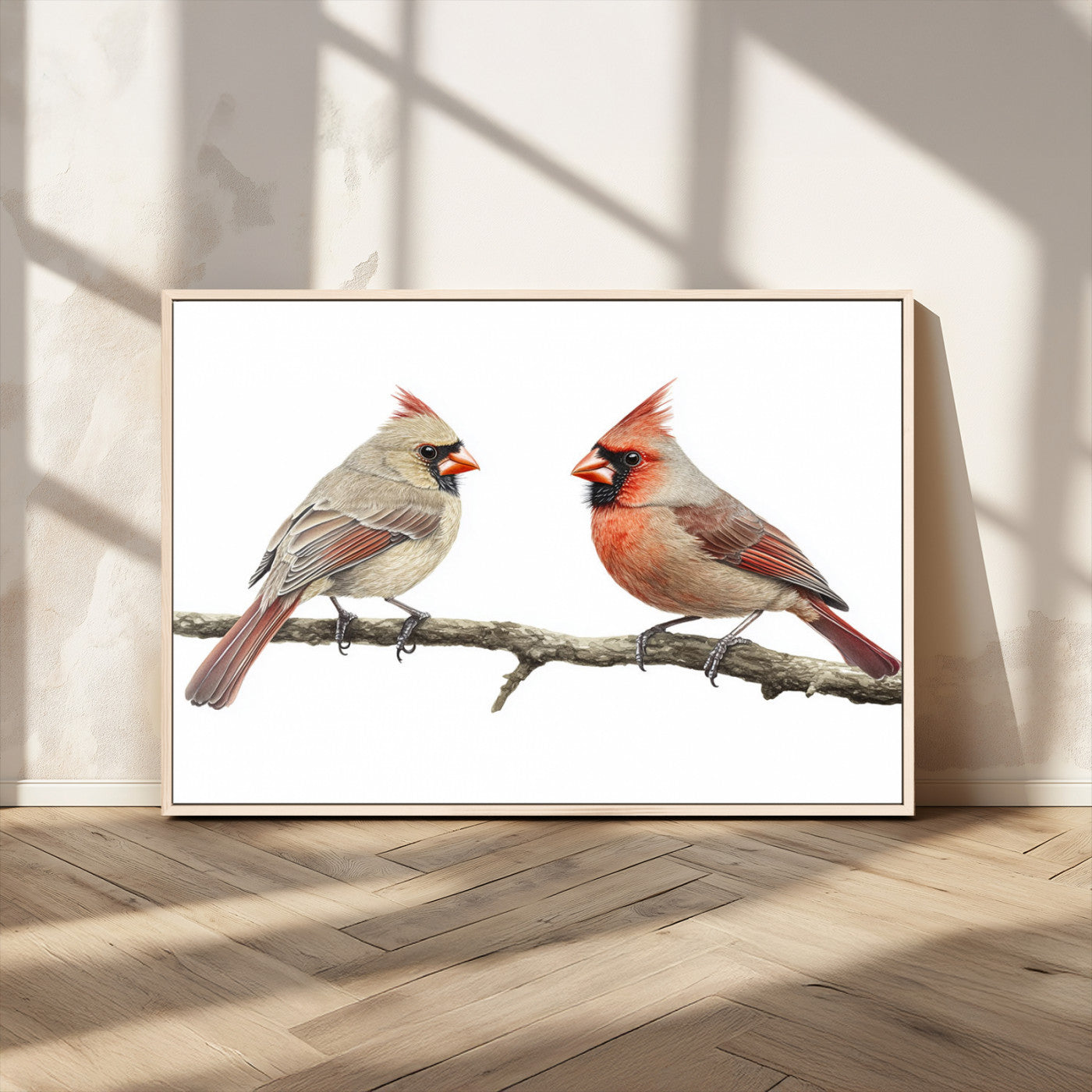 MGV-FC-36X24 - Cardinal Canvas Wall Art - Male and Female Cardinal Print - Nature-Inspired Bird Wall Decor for Home