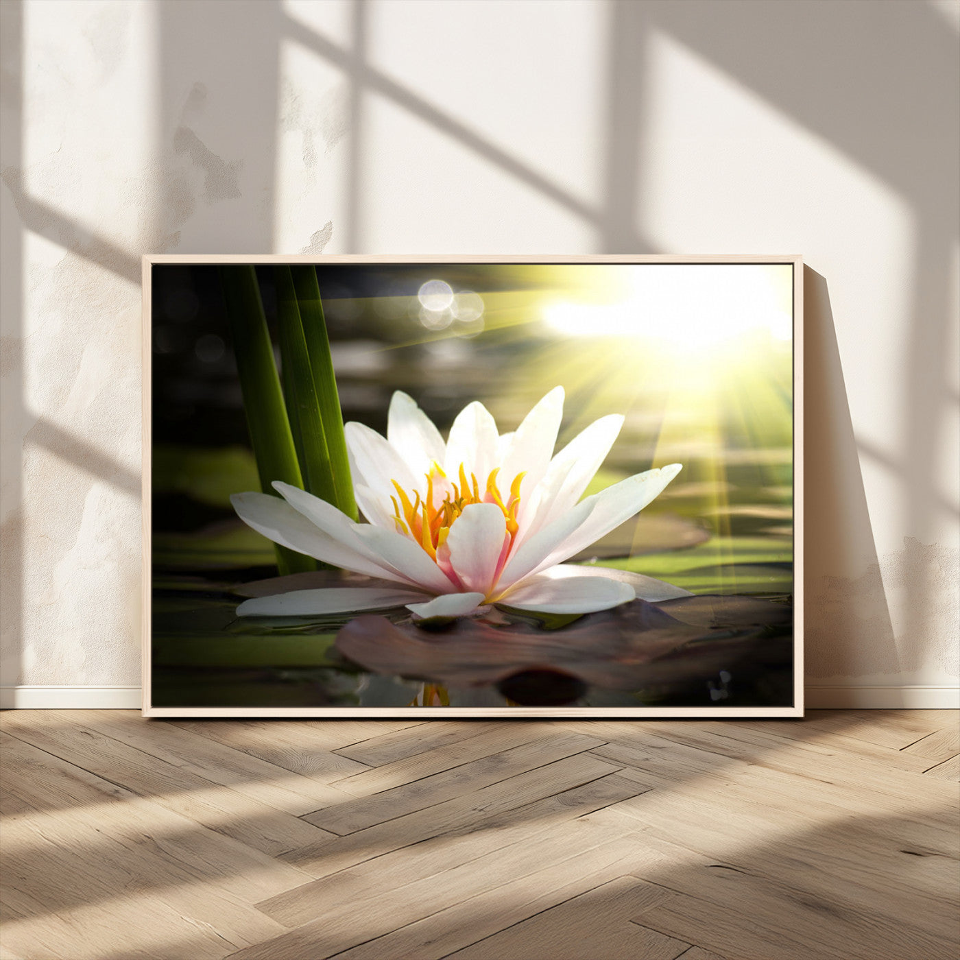 MGV-FC-36X24 - Lotus Flower Wall Art Canvas Print, Water Lily Large Wall Art Canvas Print