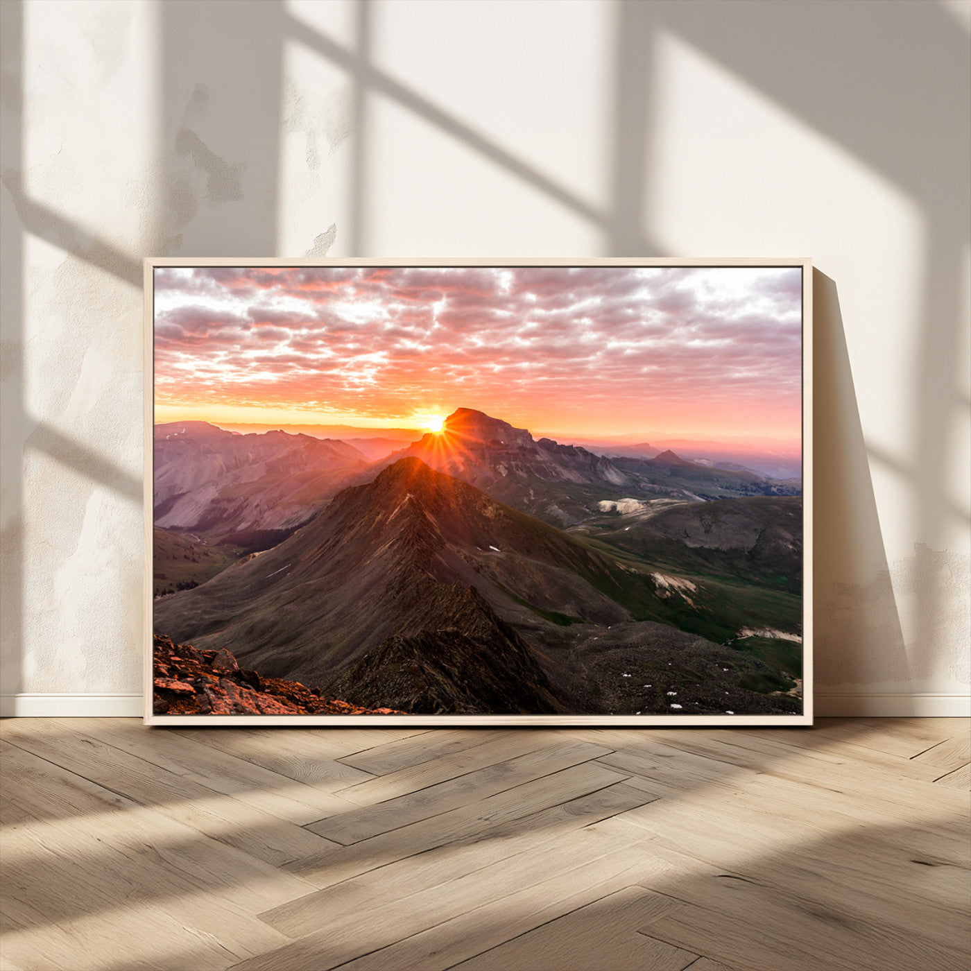MGV-FC-36X24 - Majestic Sunrise Wall Art – Canvas Print of Rugged Mountain Peaks, Vibrant Sky, Serene Landscape, Nature Decor for Home or Office