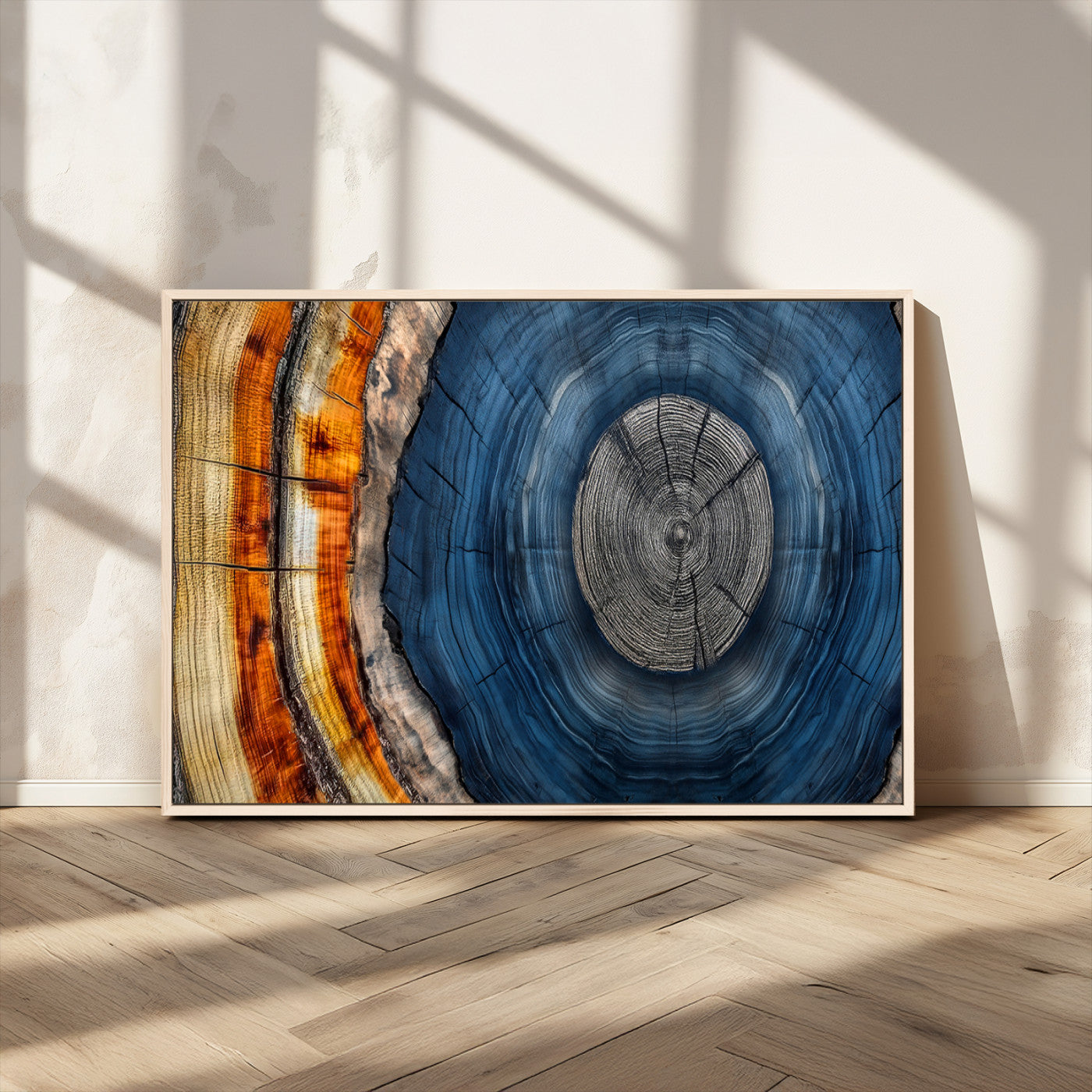 84489410-MGV-CV-36X24-Abstract Framed Tree Rings Wall Decor, Wood Grain Rings Artwork Print, Nature Woodland Modern Wall Decor for Barn Wall, Farmhouse Decor