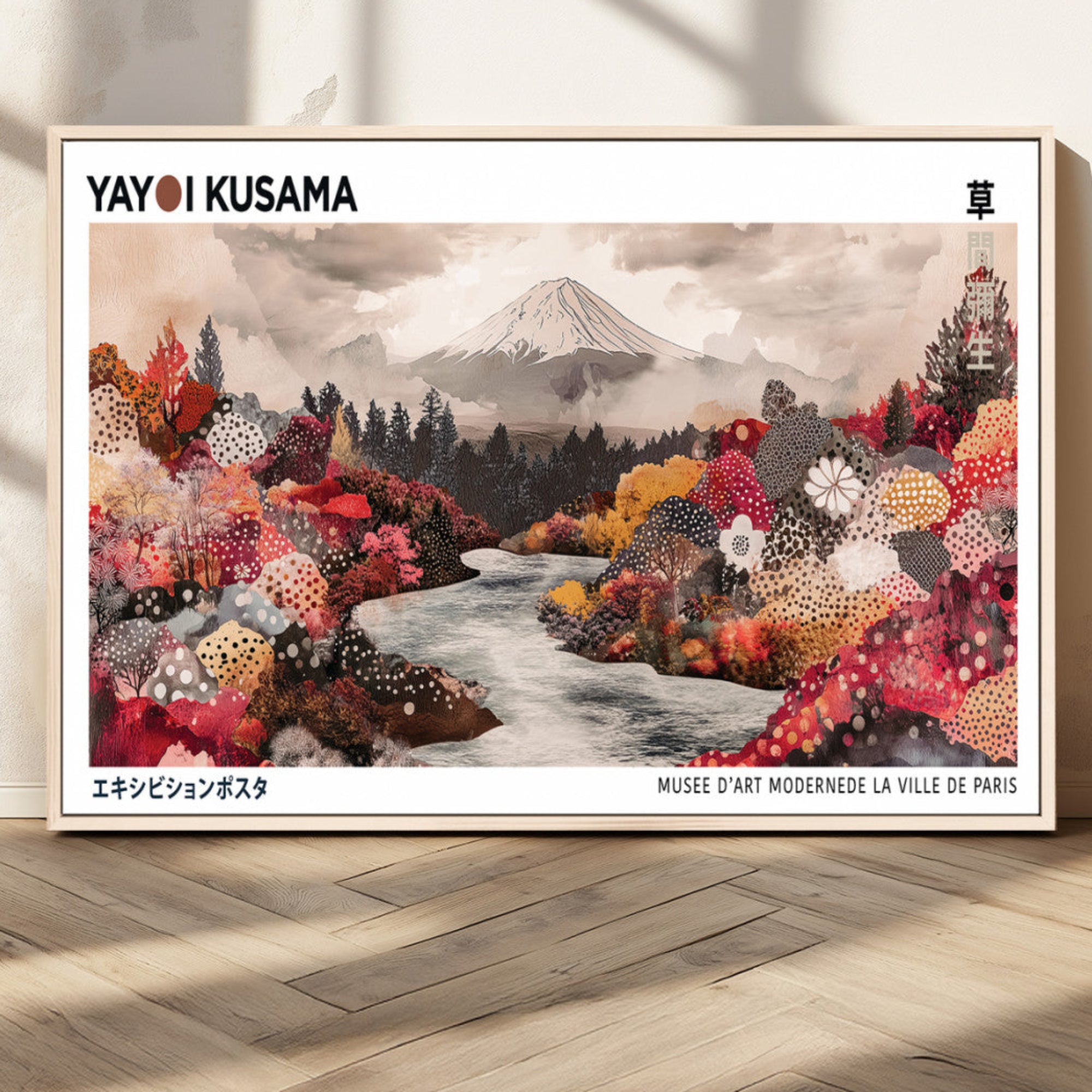 YK-13-W-MGV-CV-36X24-Yayoi Kusama Wall Art Canvas Print – Framed Large Abstract Polka Dot Artwork for Home, Office, Living Room