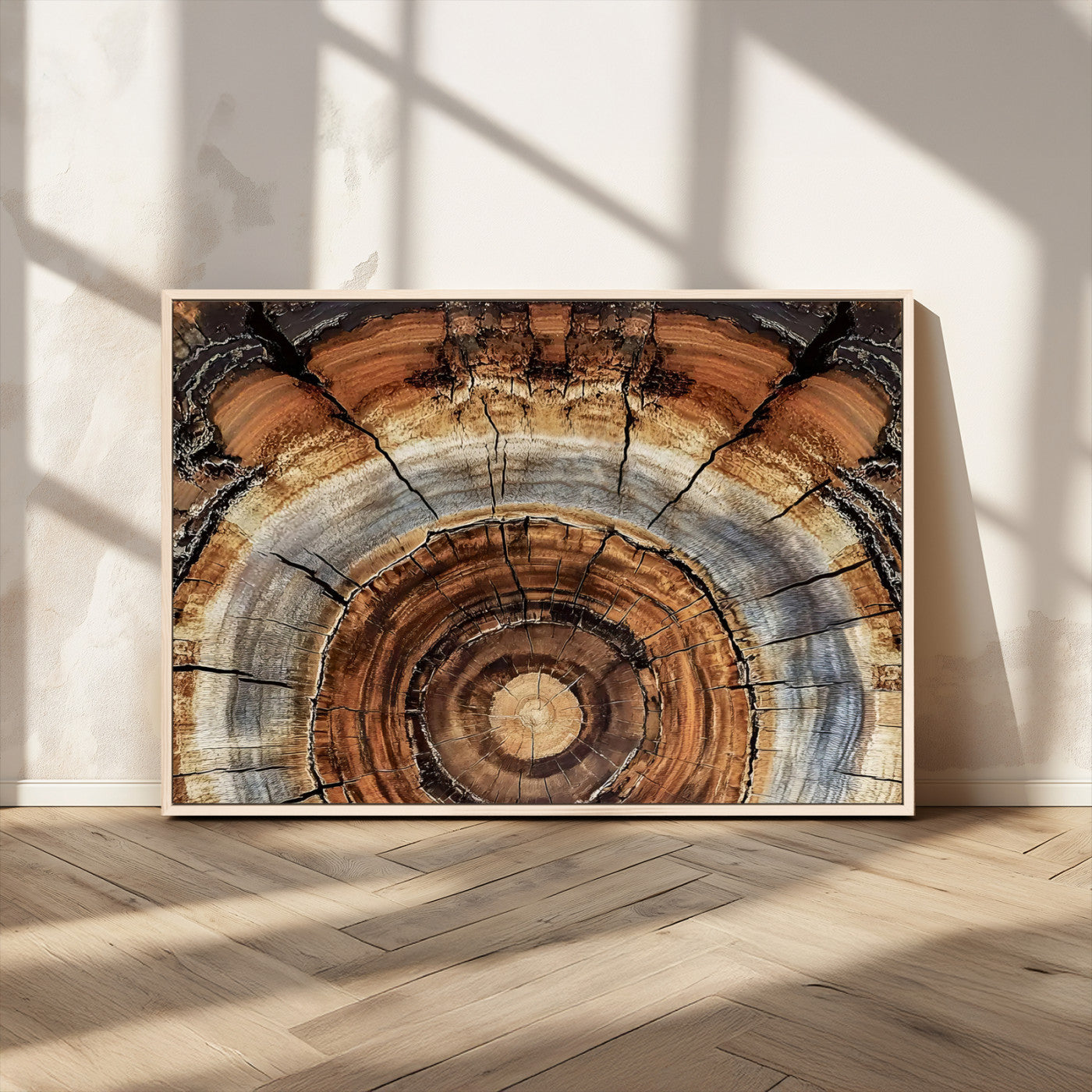 MGV-FC-36X24 - Tree Rings Wall Art Canvas Print, Framed Wood Texture Art Picture Print, Rustic Pattern Perfect Rustic Organic Decor Artwork
