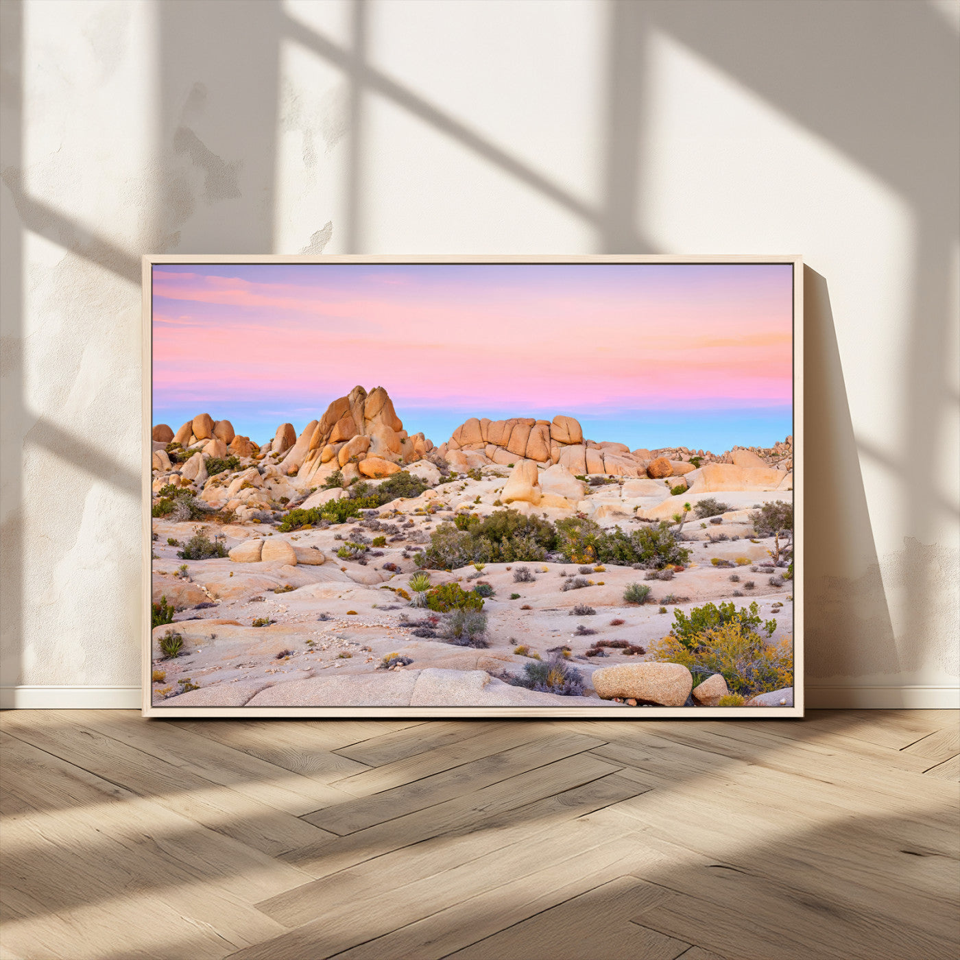 MGV-FC-36X24 - Vibrant Sunset Sky Wall Art Canvas Print, Framed Joshua Tree Art Picture Print, Rugged Terrain Perfect Southwestern Boho Decor Artwork