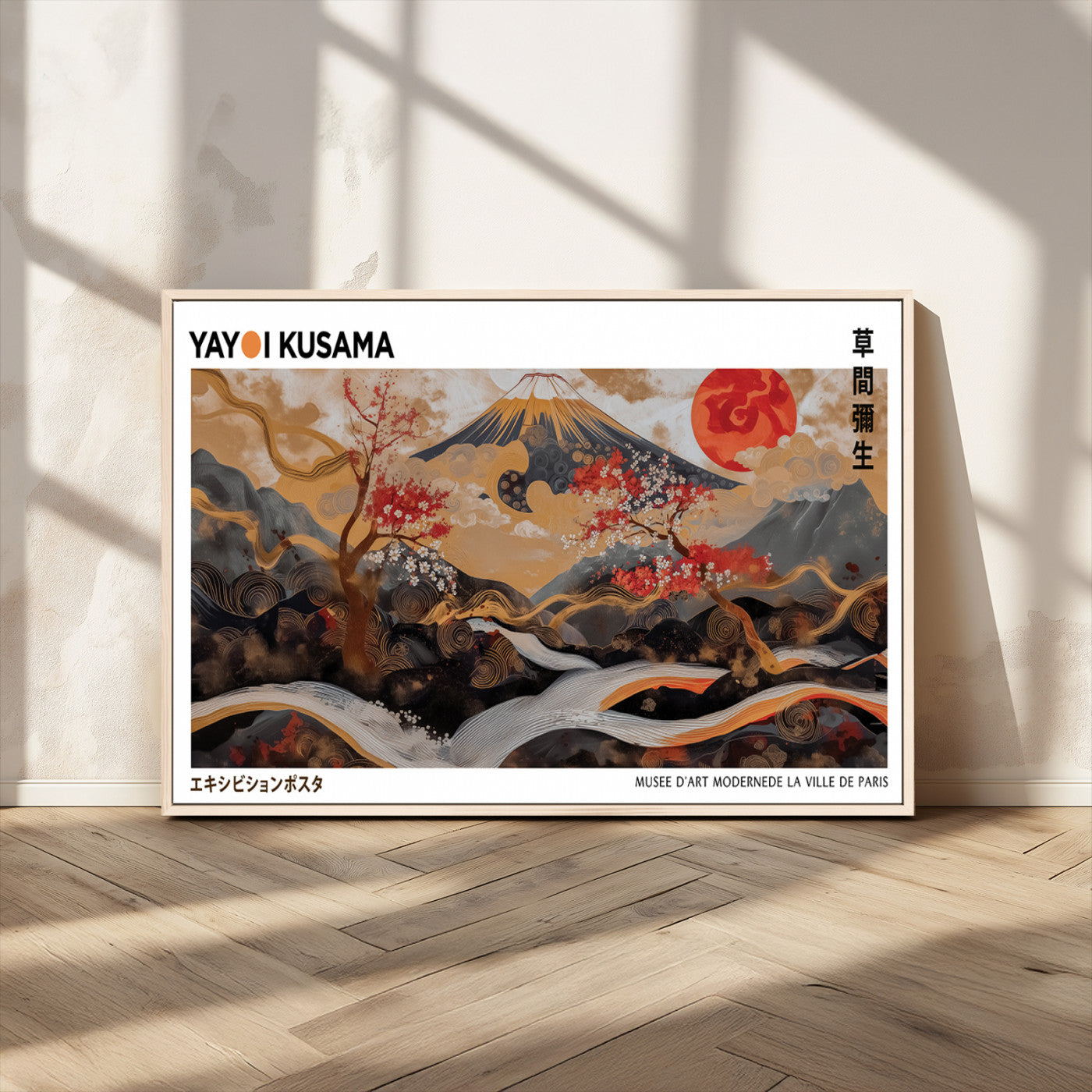 MGV-FC-36X24 - Modern Japanese Wall Art Print Yayoi Kusama Canvas Wall Art Abstract Mount Fuji Canvas Print