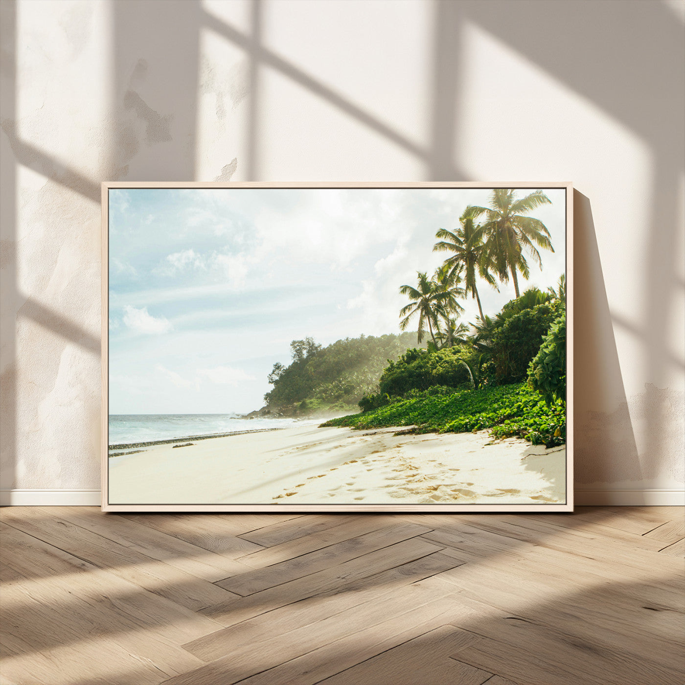 MGV-FC-36X24 - Relaxing Beach Wall Art Canvas Print, Framed Ocean View Art Picture Print, Coastal Serenity Perfect Tropical Coastal Decor Artwork