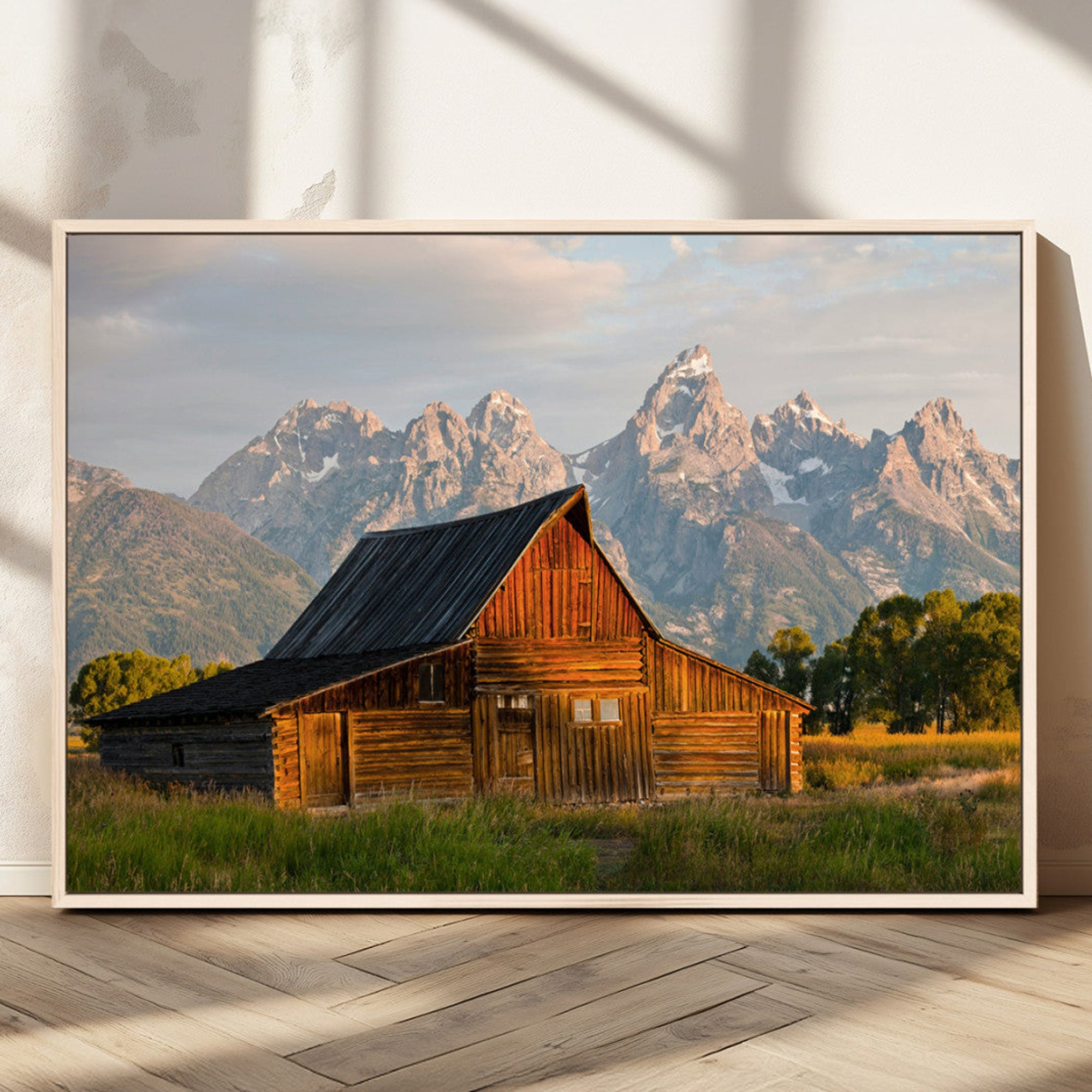 31771014-MGV-CV-36X24-Rustic Barn Wall Art Canvas Print – Framed Western Landscape Farmhouse Style Rustic Nature Scene Artwork for Home Office
