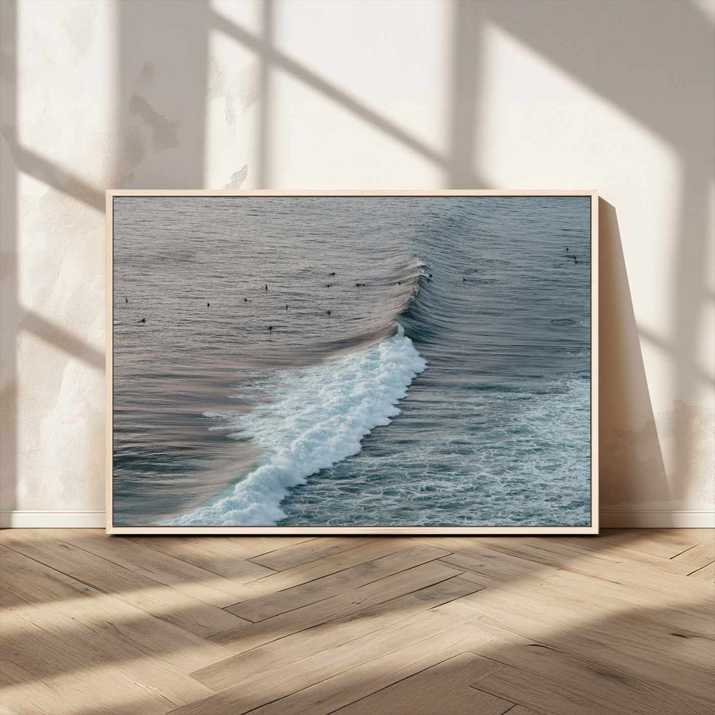 MGV-FC-36X24 - Ocean Waves Wall Art Canvas Print, Framed Coastal Serenity Art Picture Print, Surf Perfect Coastal Decor Artwork