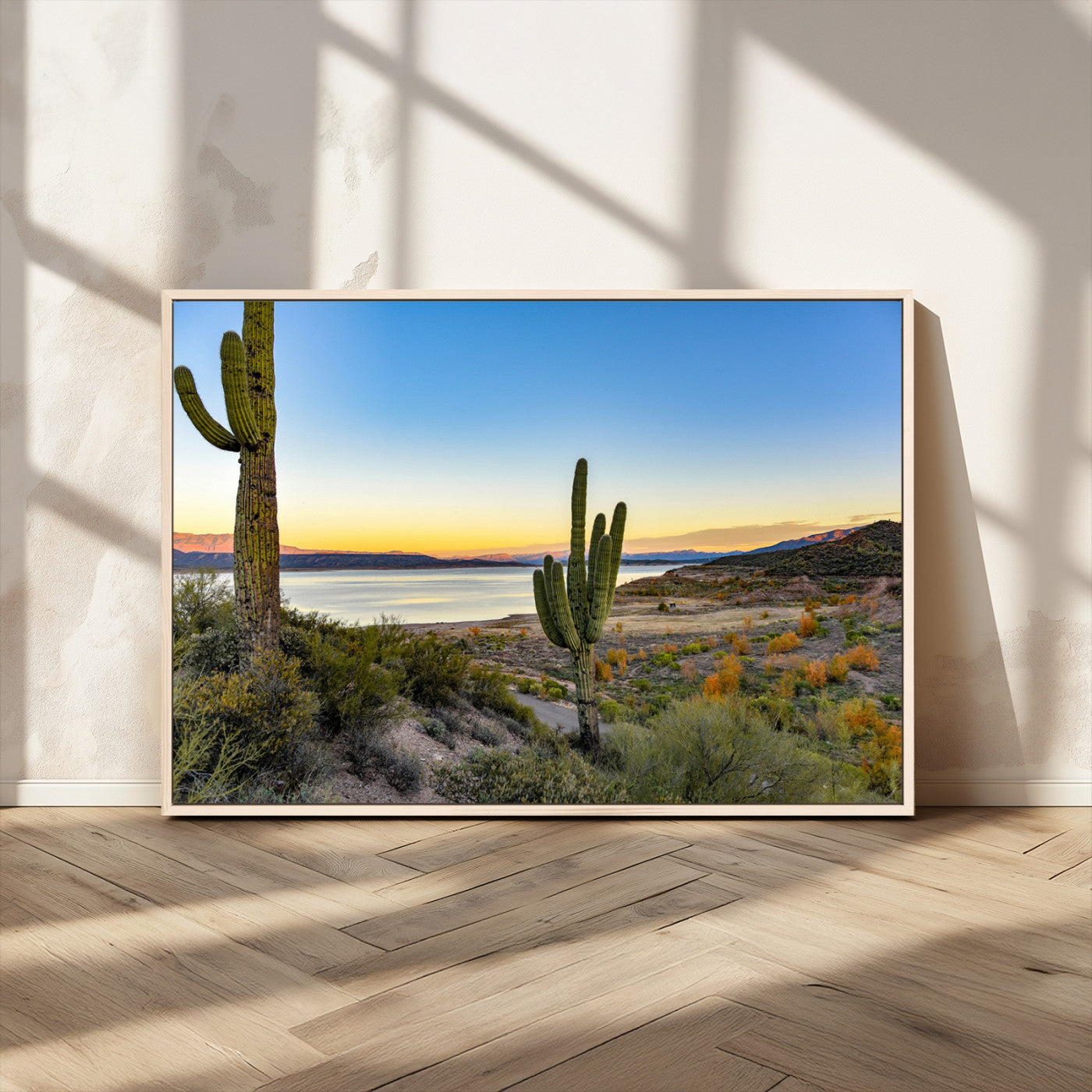 MGV-FC-36X24 - Saguaro Cactus Wall Art Canvas Print, Framed Desert Sunset Art Picture Print, Southwestern Perfect Southwestern Decor Artwork