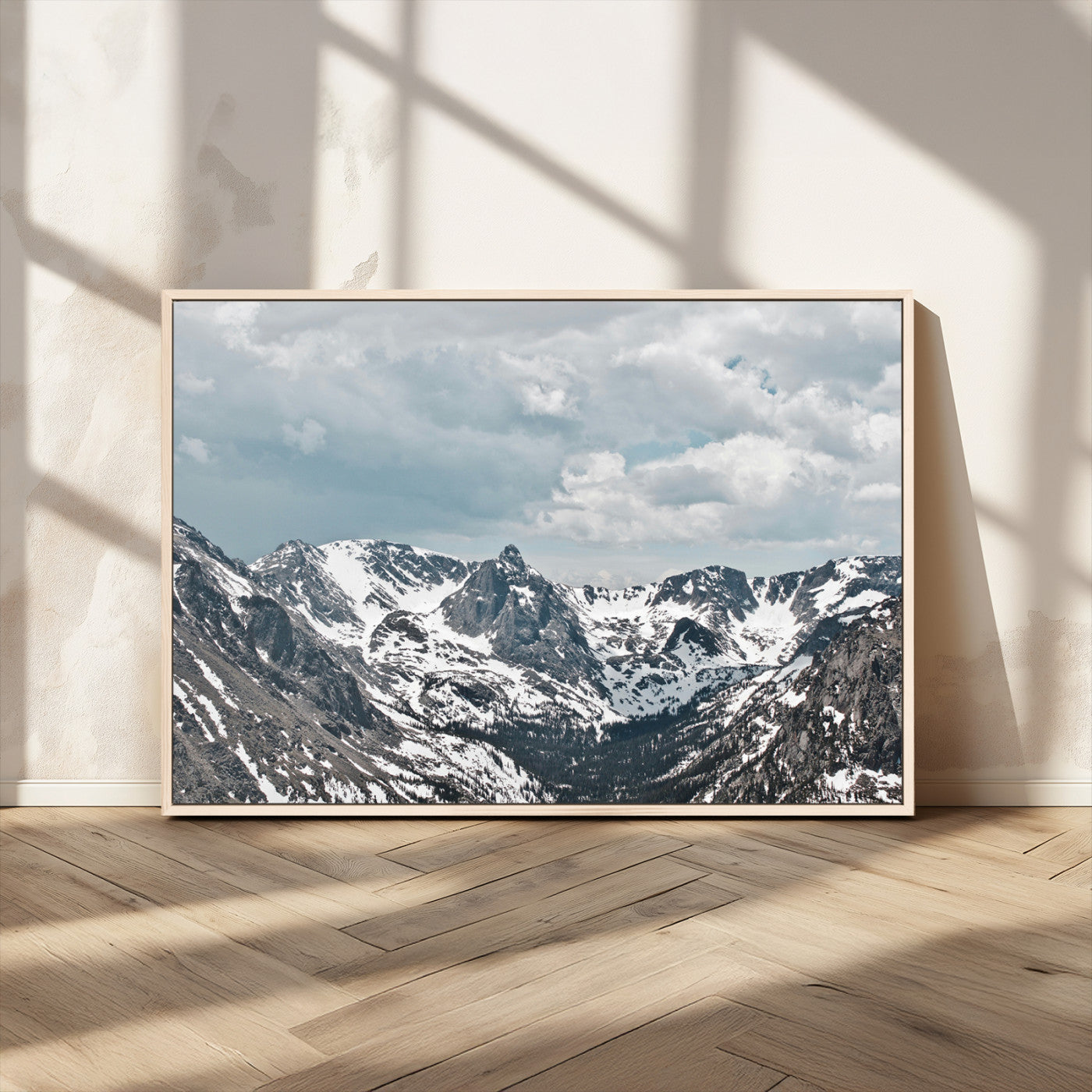 MGV-FC-36X24 - Snowy Peaks Wall Art Canvas Print, Framed Alpine Wilderness Art Picture Print, Mountain Escape Perfect Winter Serenity Decor Artwork