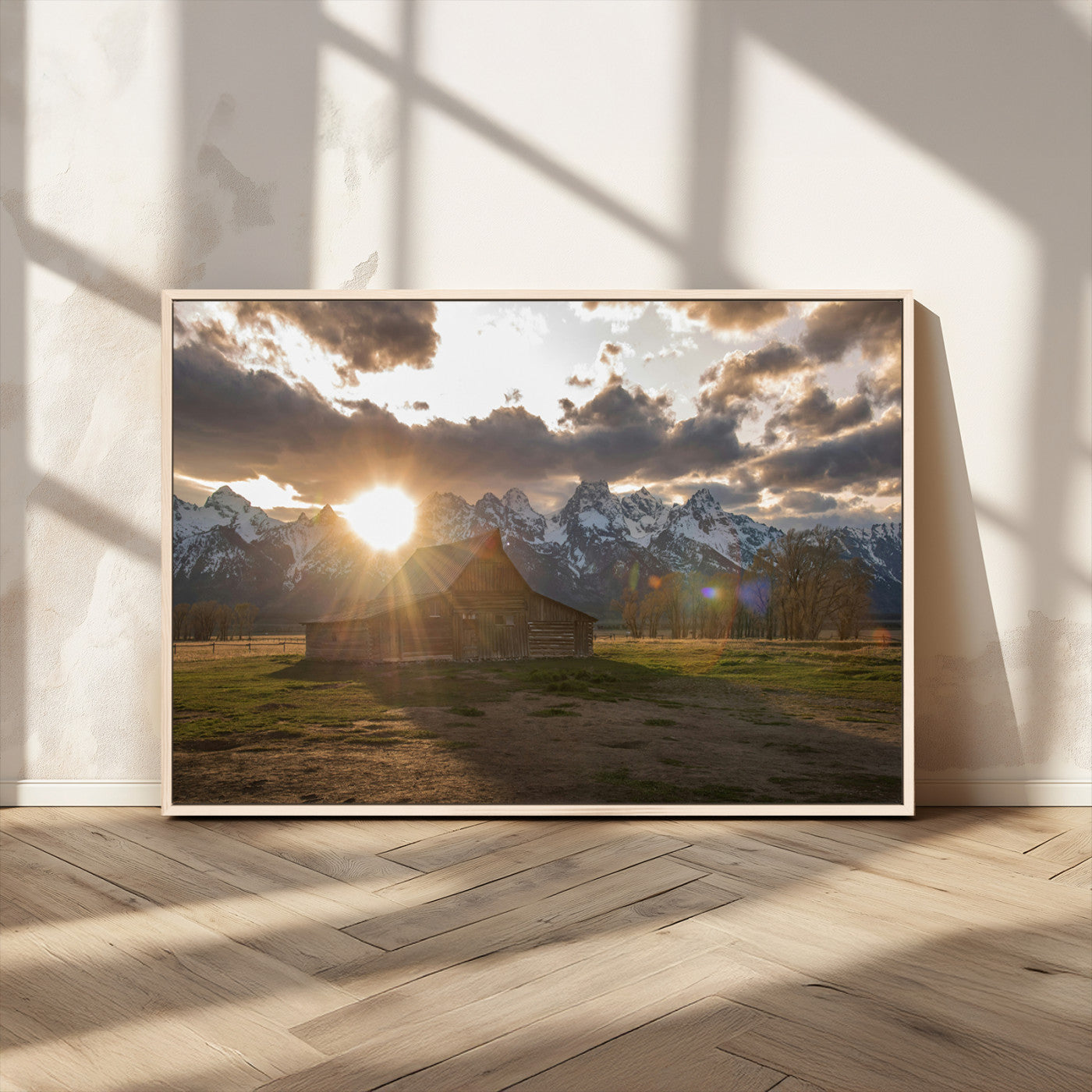 MGV-FC-36X24 - Snowy Peaks Wall Art Canvas Print, Framed Nature Escape Art Picture Print, Rustic Charm Perfect Rustic Western Decor Artwork