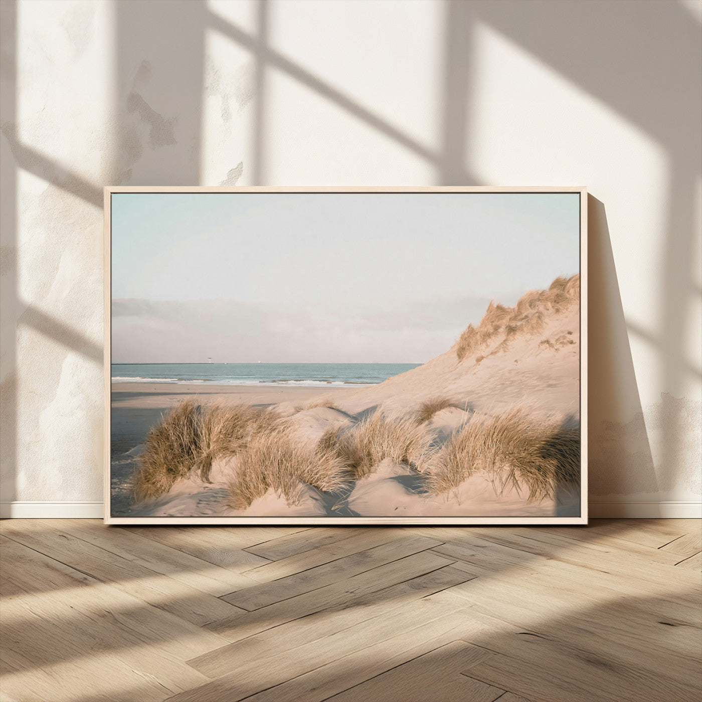 MGV-FC-36X24 - Beach Landscape Wall Art Canvas Print, Framed Sand Dune Photography Art Picture Print, Minimalist Seascape Perfect Coastal & Minimalist Decor Artwork