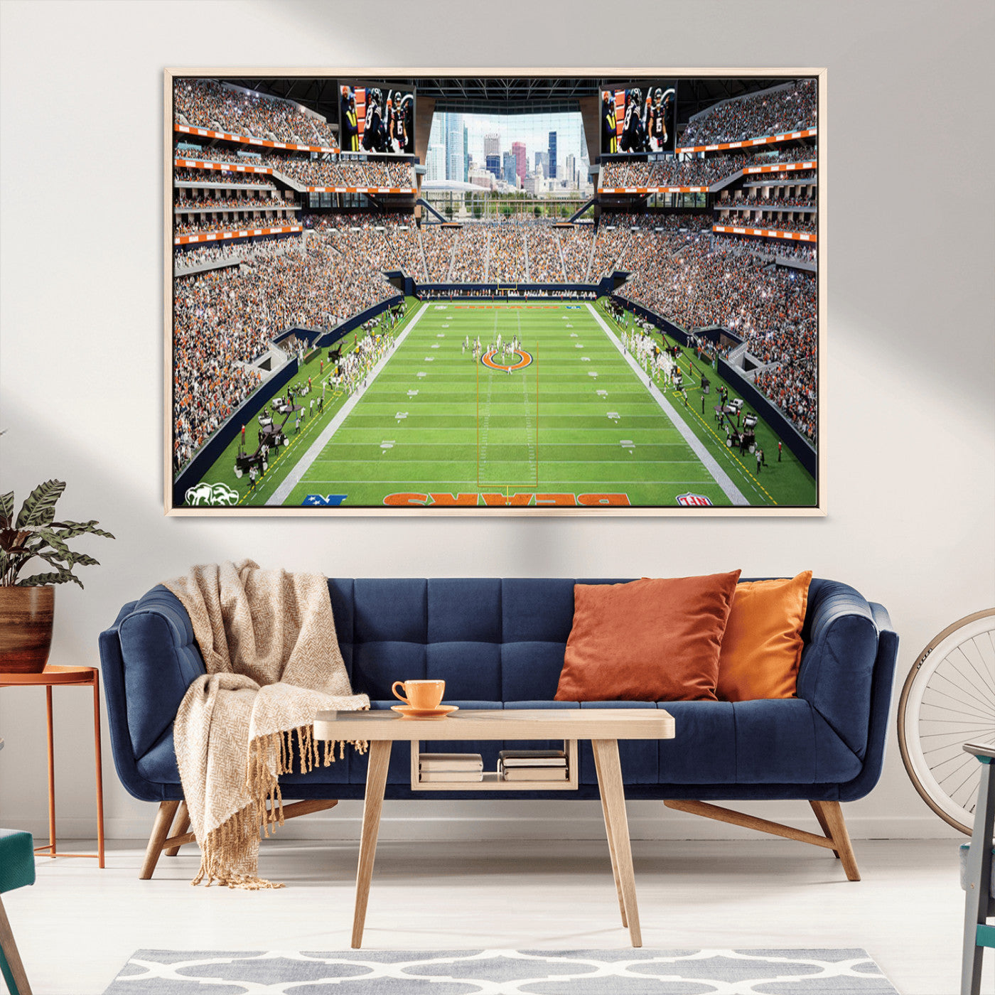76935553-MGV-CV-36X24-Chicago Bears Soldiers Field Wall Art Canvas Print – Framed Football Stadium Artwork for Sports Fans, Soldier Field Skyline Canvas Decor for Game Room or Man Cave
