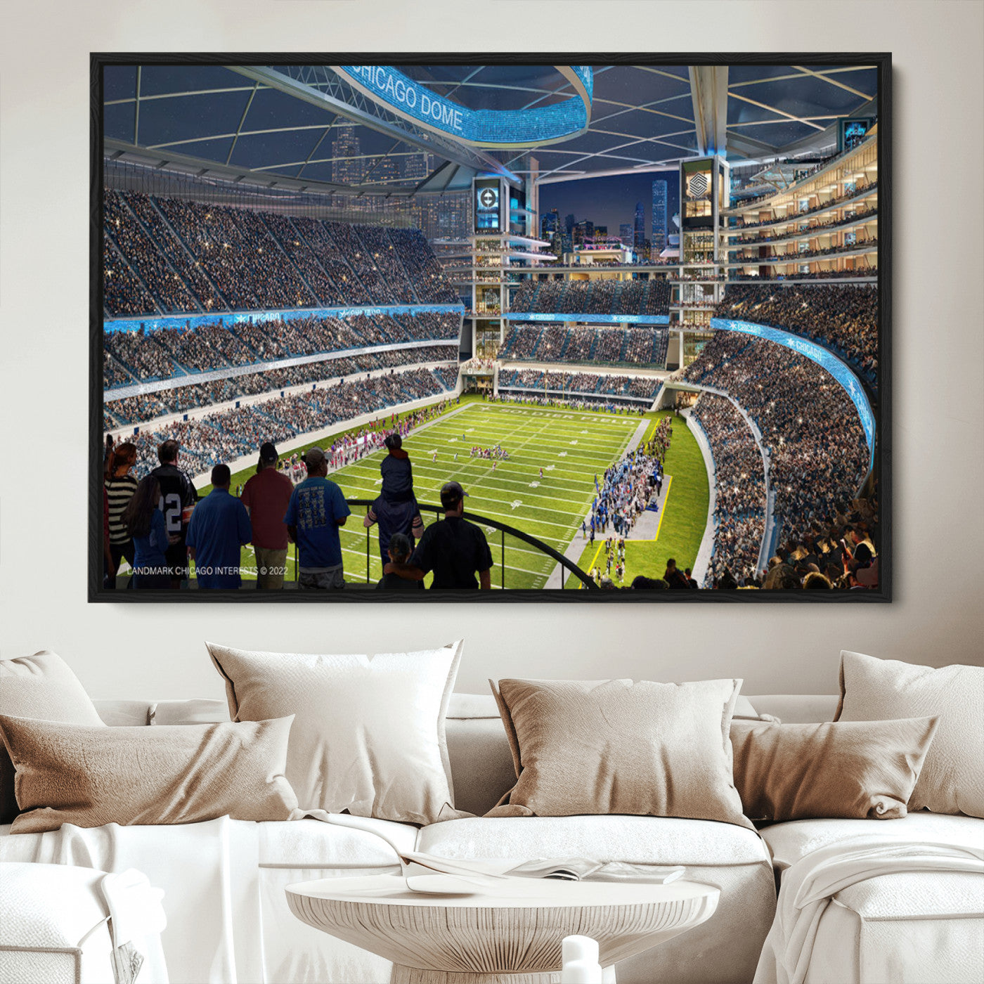 41816511-MGV-CV-36X24-Chicago Bears Soldiers Field Wall Art Canvas Print – Framed Football Stadium Artwork for Sports Fans, Soldier Field Skyline Canvas Decor for Game Room or Man Cave