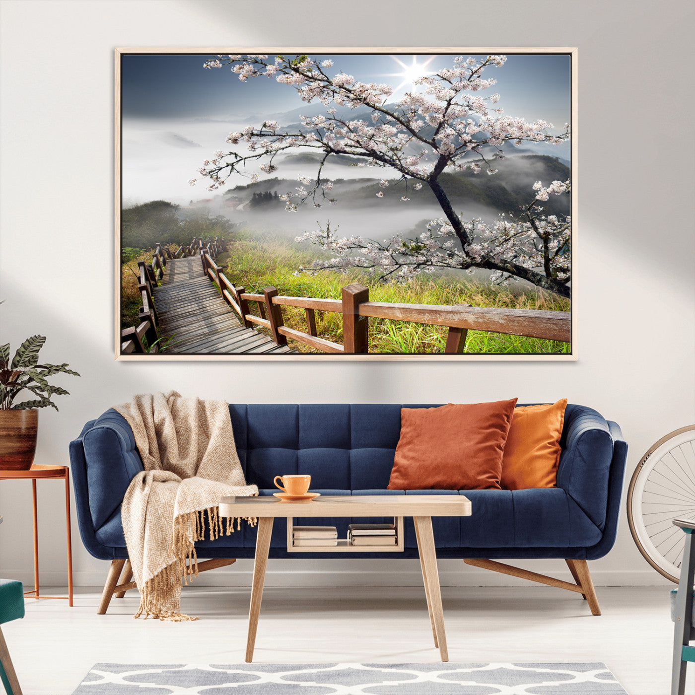 34632598CRY-MGV-CV-36X24-Sakura Cherry Blossom Pathway Canvas Wall Art – Tranquil Walk Through Blossoming Nature – Ready to Hang