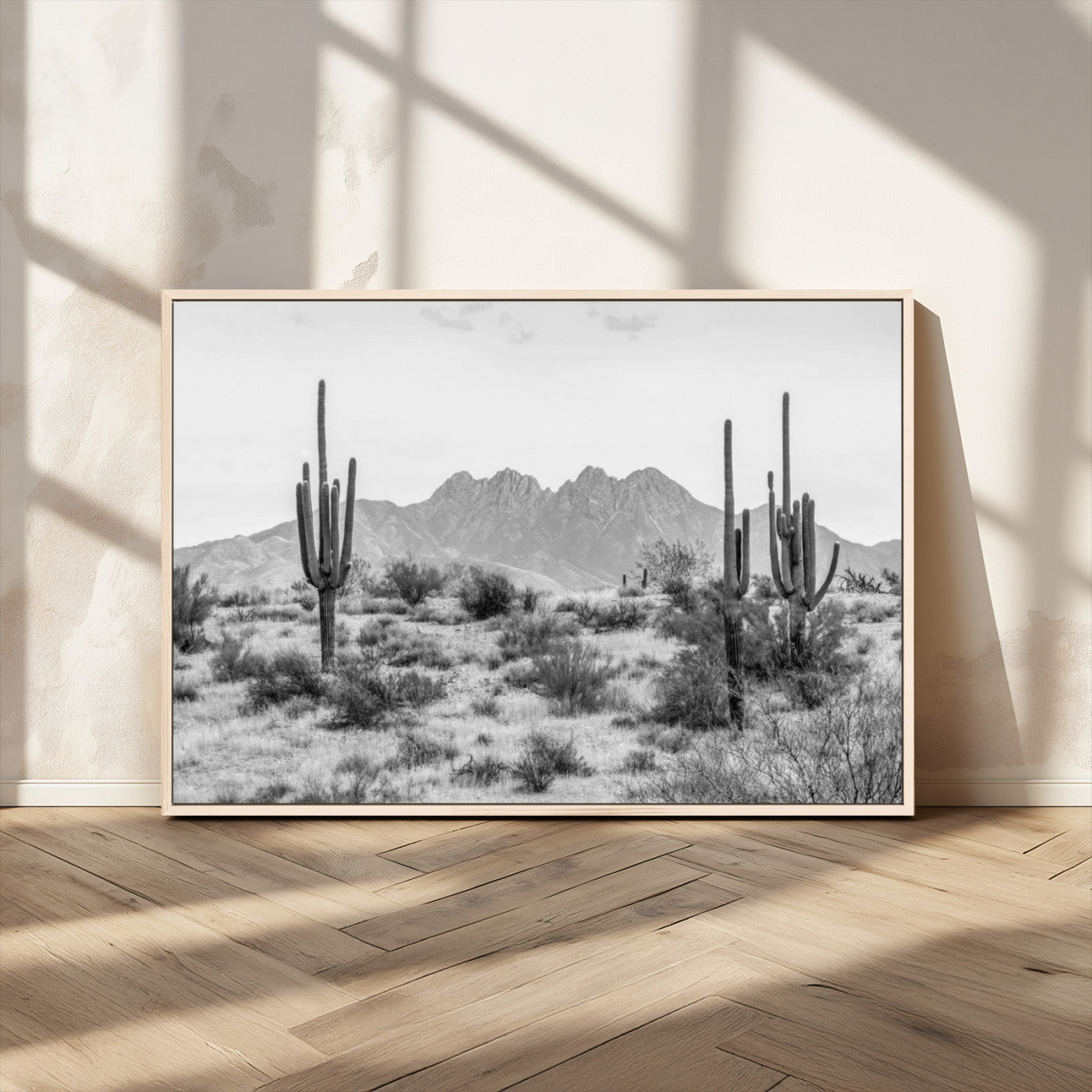 97436PHN-MGV-CV-36X24-Black White Arizona Desert Canvas Wall Art Cactus Farmhouse Wall Art