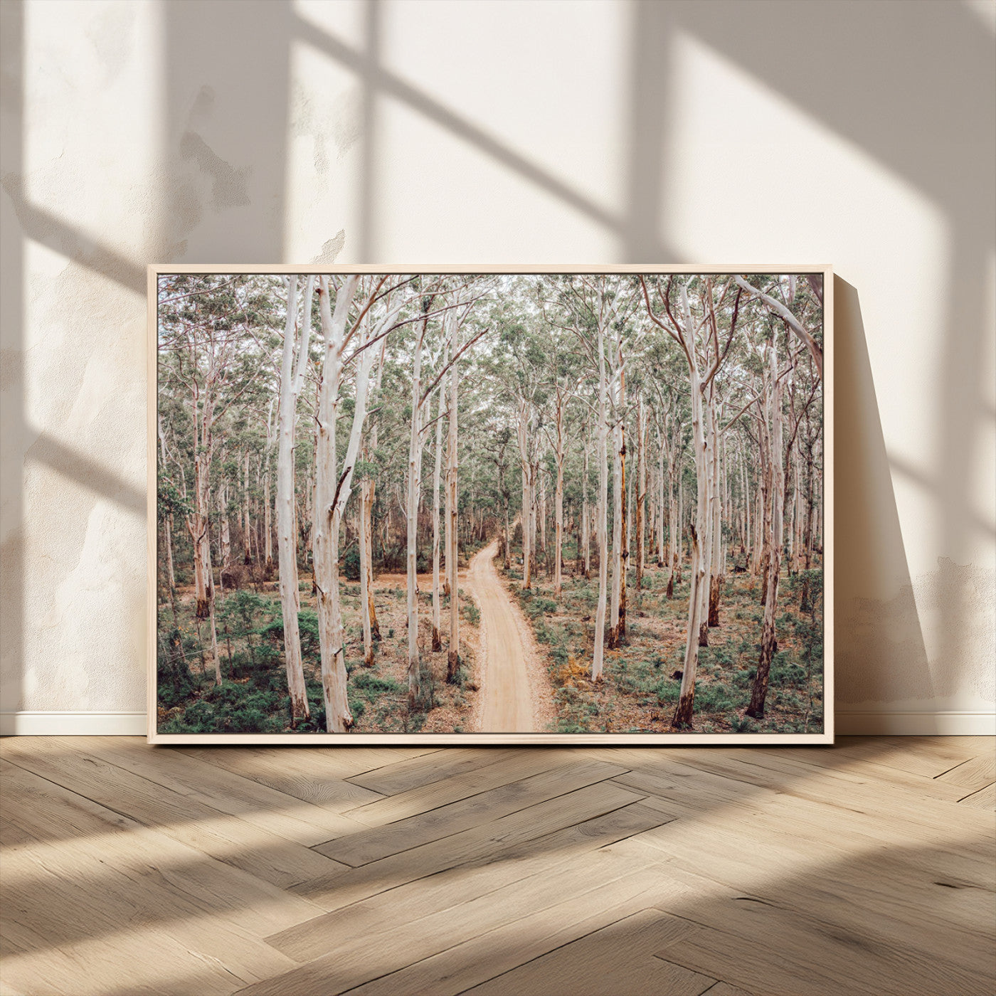 24760563-MGV-CV-36X24-Forest Dirt Road Canvas Wall Art Print, Scenic Woodland Pathway, Tall Trees Nature Canvas for Living Room or Office 1 Panel Wrapped Canvas