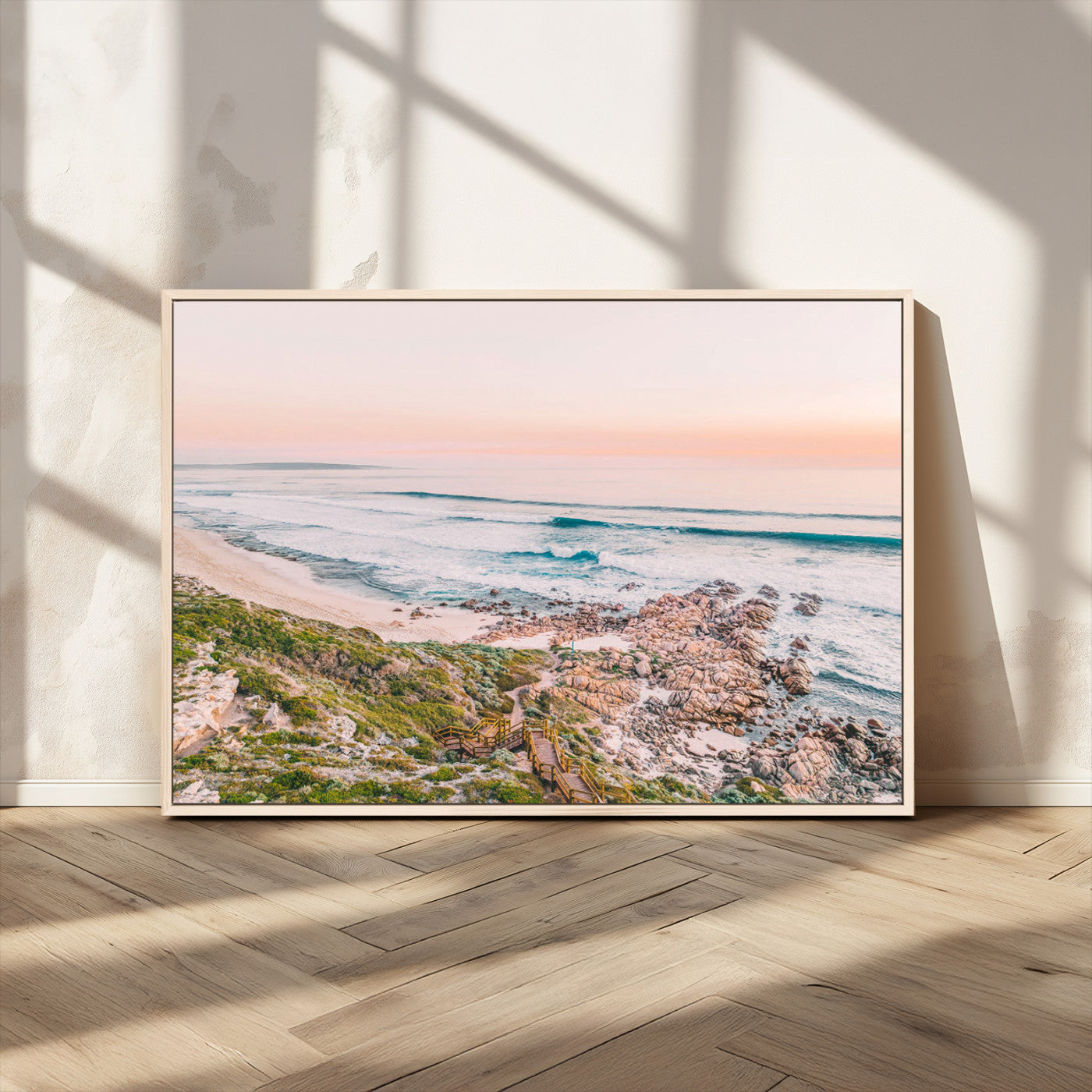 27332135-MGV-CV-36X24-Coastal Cliffside Canvas Wall Art Print, Ocean Shore Landscape Decor, Large Scenic Beach Canvas for Living Room or Office 1 Panel Wrapped Canvas