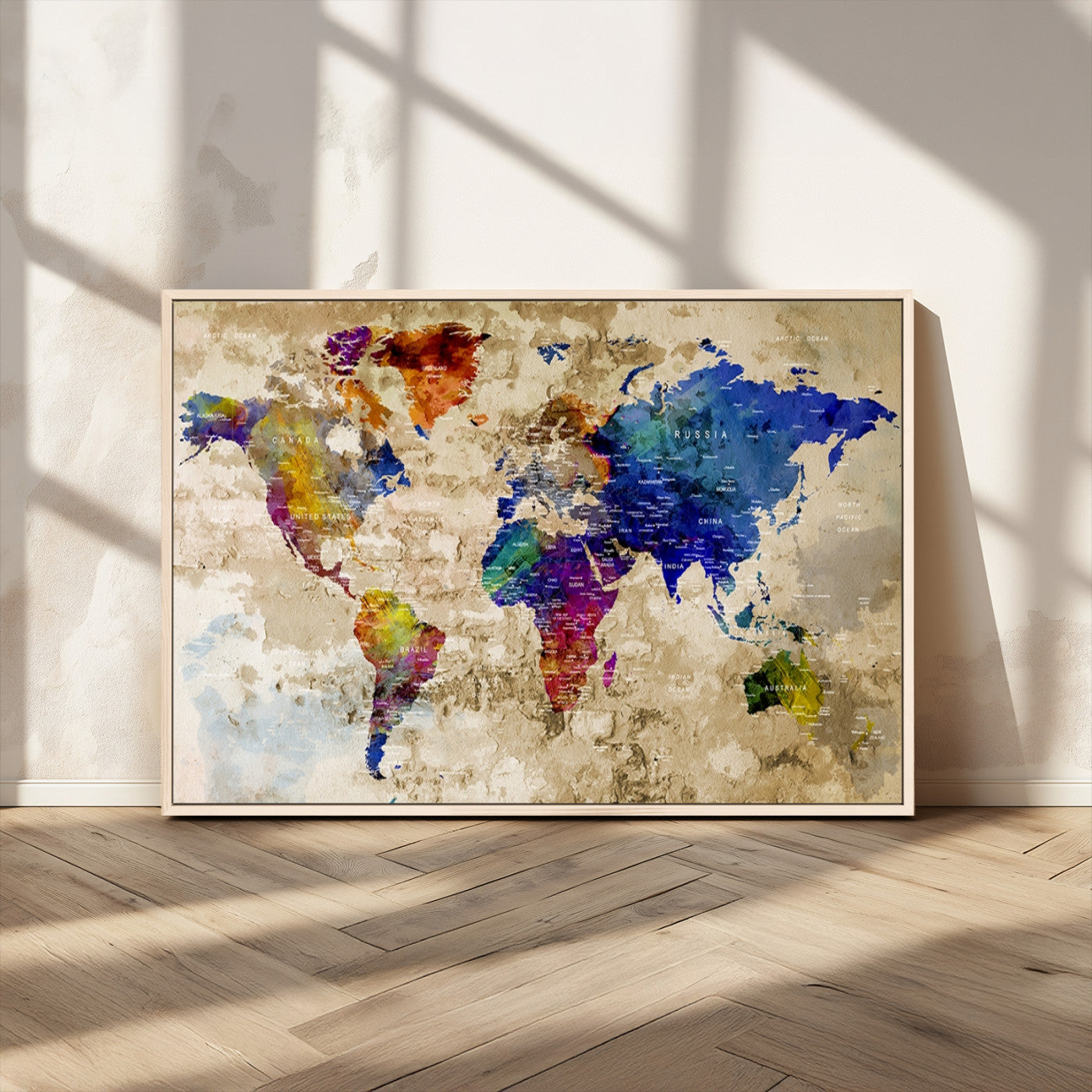 MGV-FC-36X24 - World Map Wall Art Canvas Print for Home and Office Decor