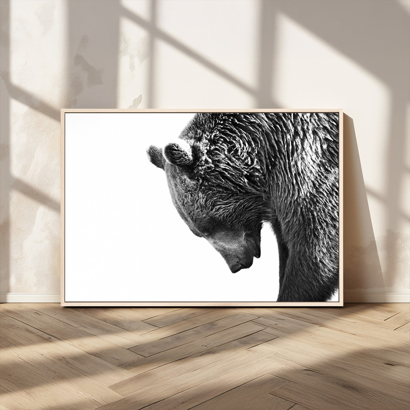 MGV-FC-36X24 - Black and White Grizzly 399 Bear Canvas Print Wall Art | Large Wildlife Canvas Print for Living