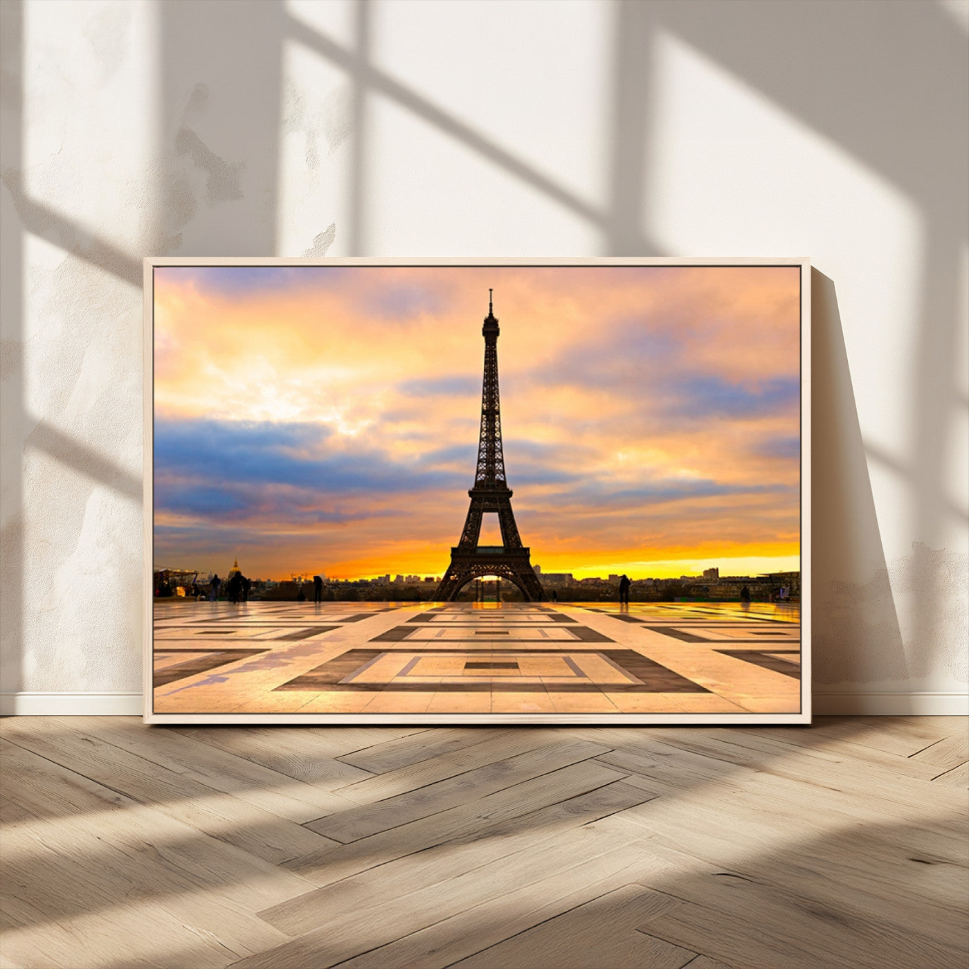 MGV-FC-36X24 - Paris Eiffel Tower Sunset Canvas Wall Art Print - Iconic Landmark Decor with Vibrant Colors