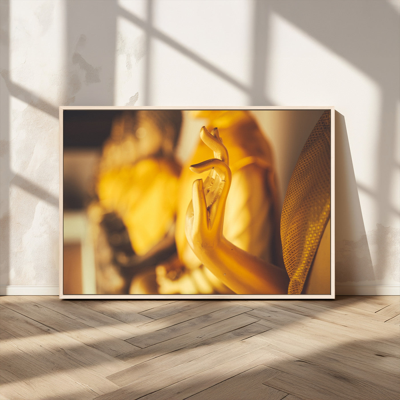 MGV-FC-36X24 - Gold Buddha Statue Hands Wall Art Canvas Print