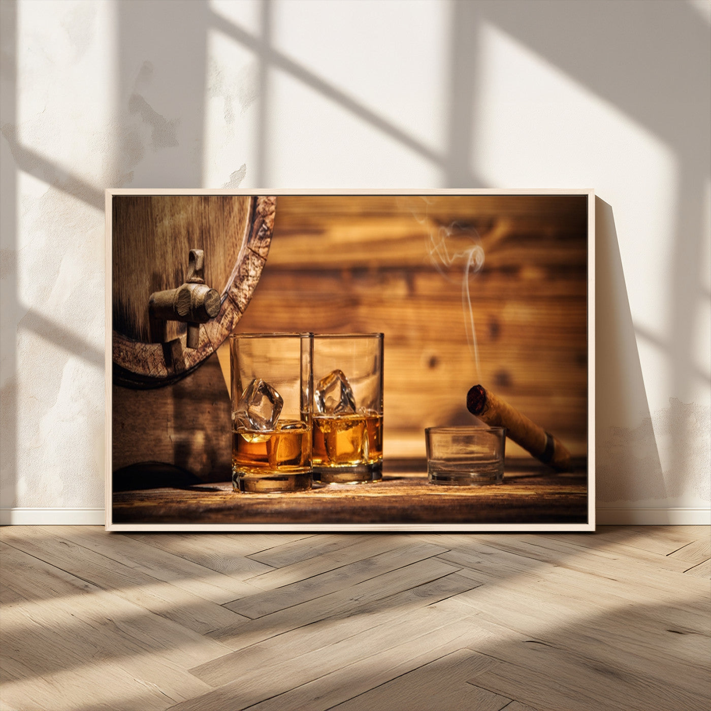 MGV-FC-36X24 - Rustic Whiskey and Barrel Canvas Print